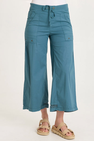 XCVI Roel Poplin/Mesh Gaucho Pull-On Crop