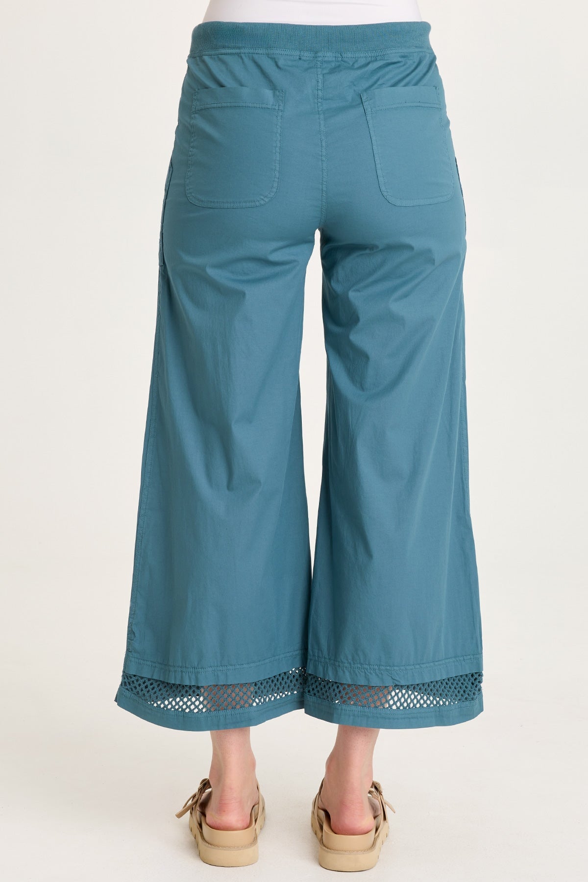 XCVI Roel Poplin/Mesh Gaucho Pull-On Crop