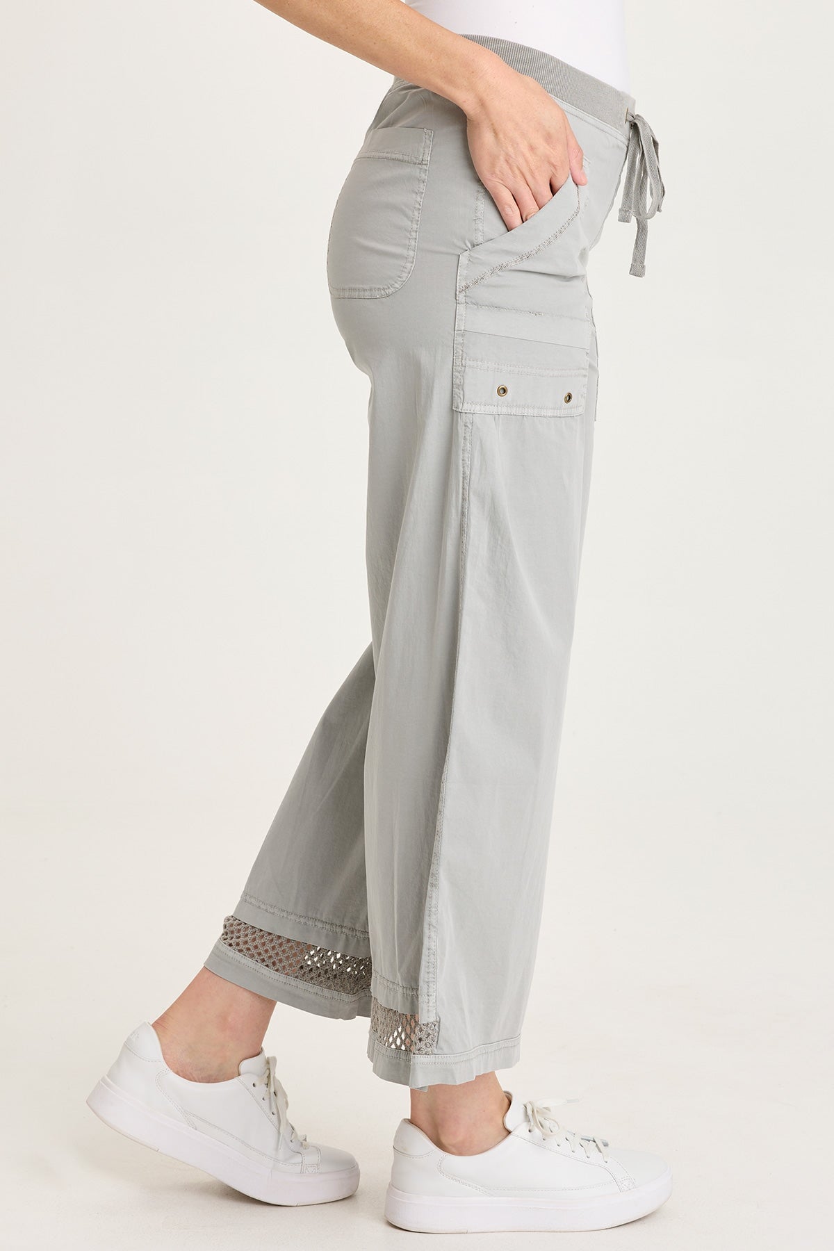 XCVI Roel Poplin/Mesh Gaucho Crop 
