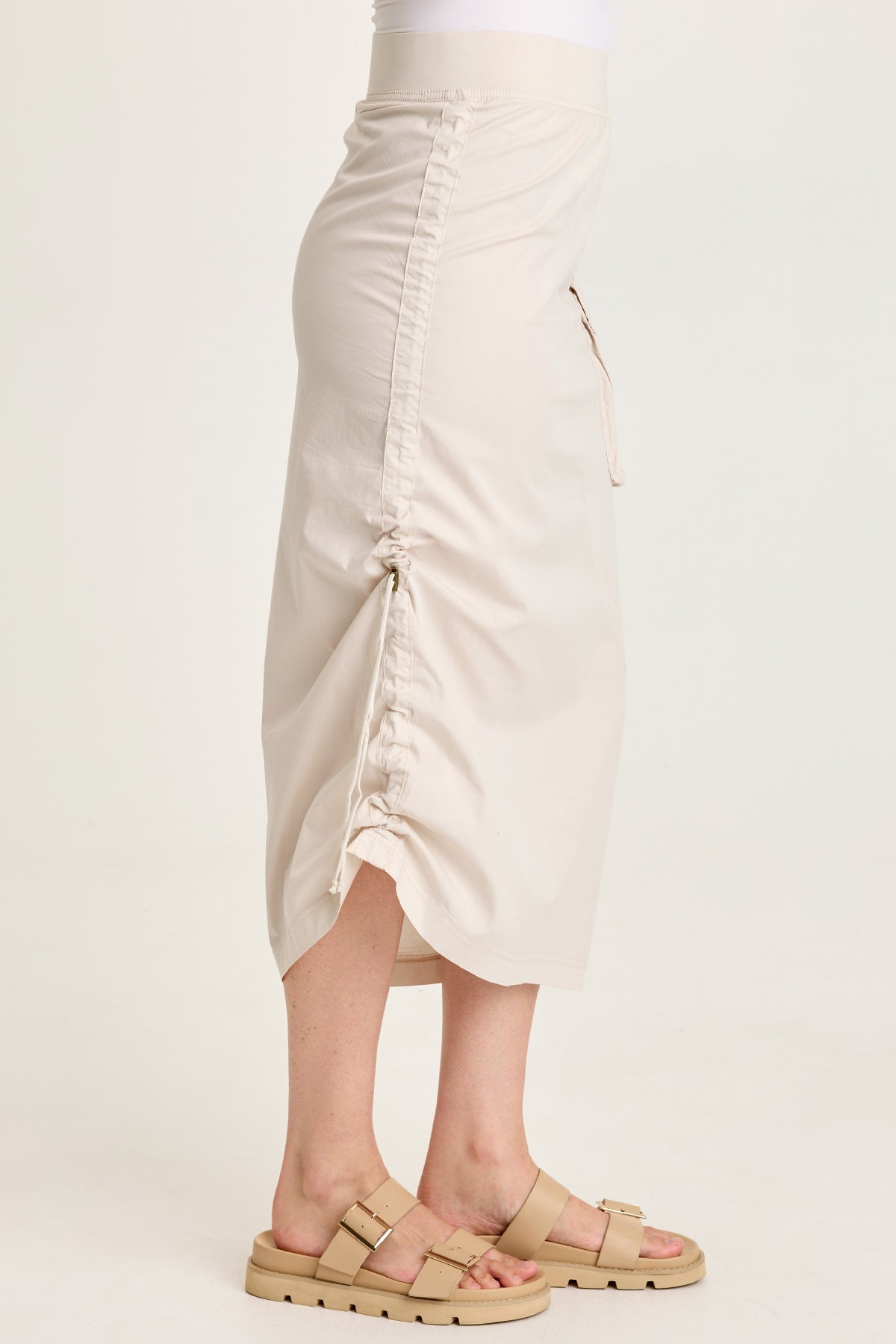 XCVI Bindi Poplin Side-Cinch Midi Skirt 