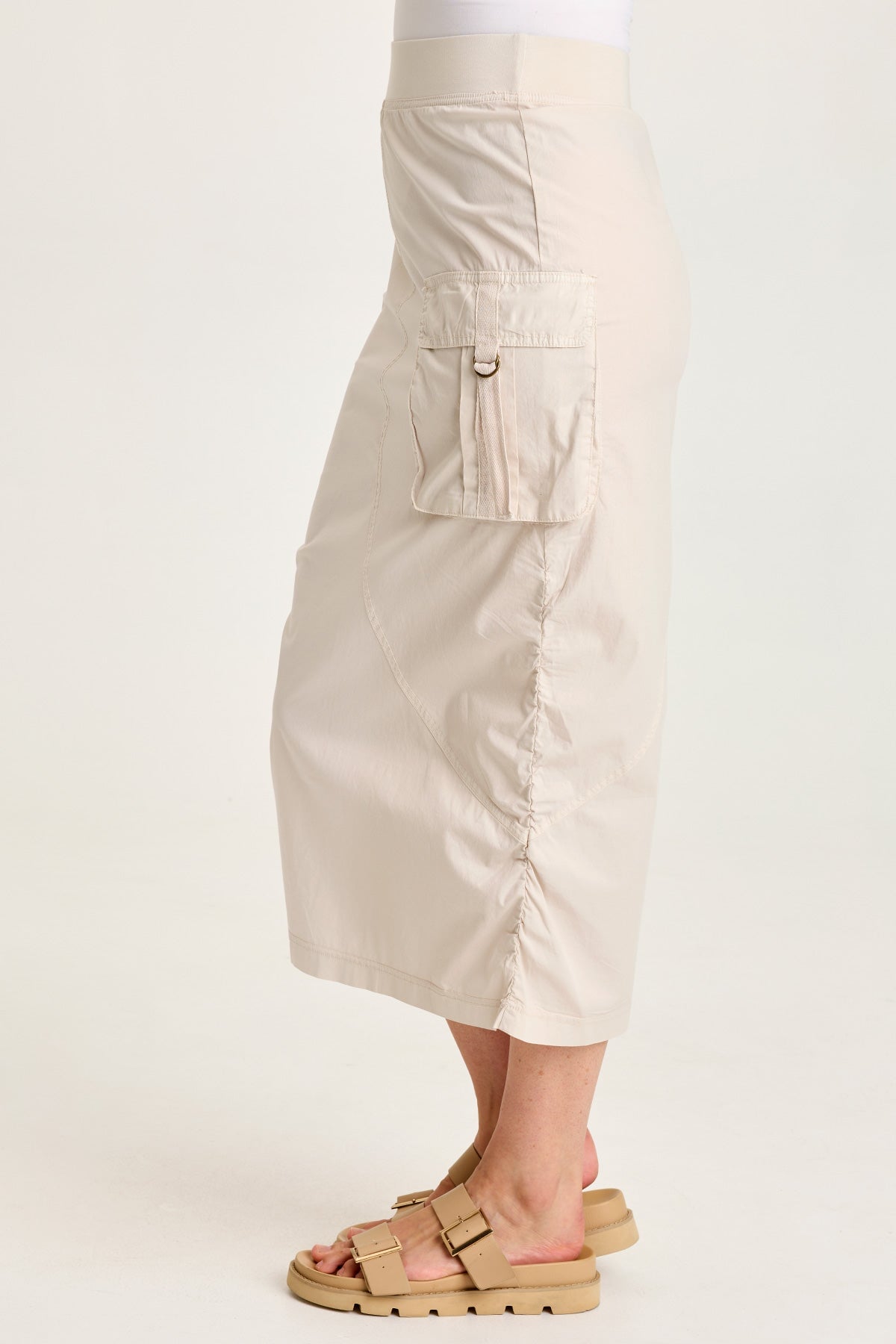 XCVI Bindi Poplin Side-Cinch Midi Skirt 