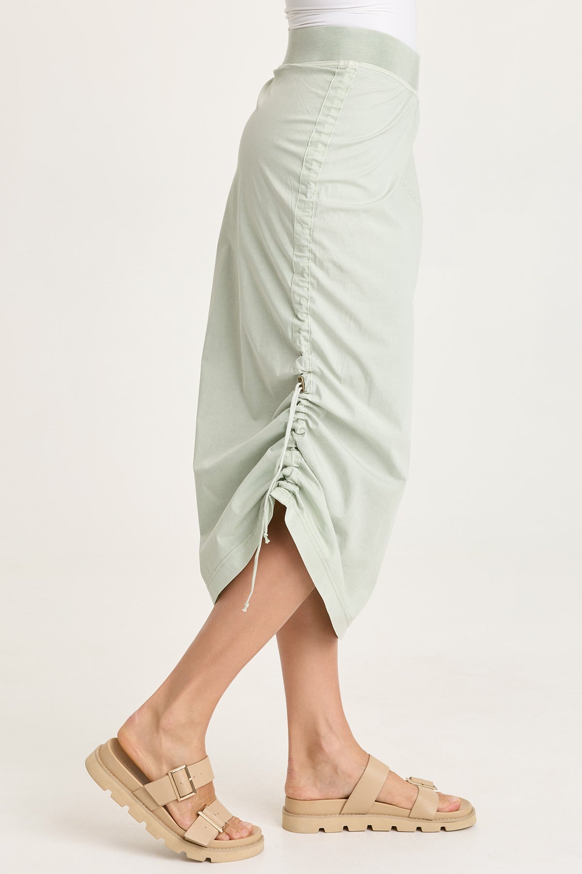 XCVI Bindi Poplin Side-Cinch Midi Skirt 