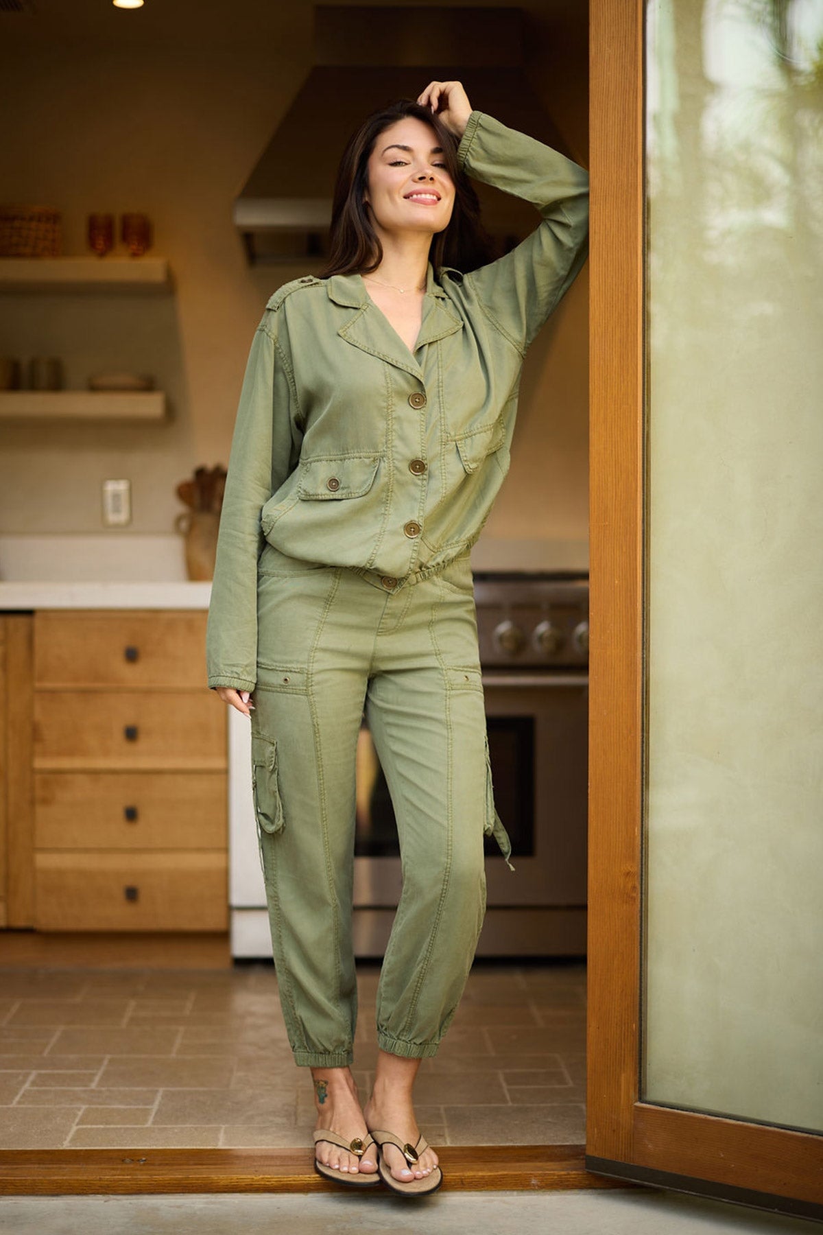 XCVI Olexa Tencel Twill Banded Hem Cargo Pull-On Pant