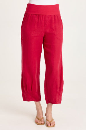 XCVI Vasco Linen Barrel Leg Fold-Over Waist Crop