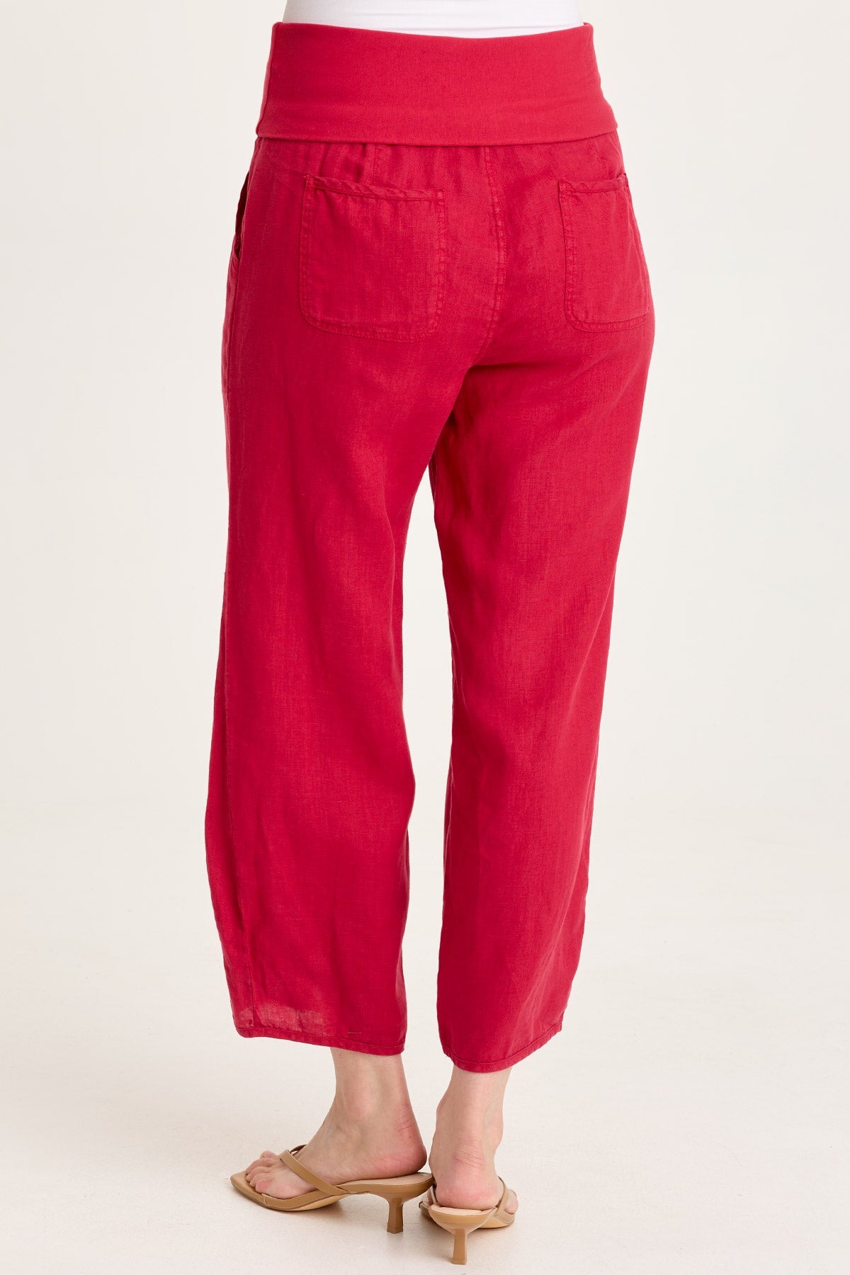 XCVI Vasco Linen Barrel Leg Fold-Over Waist Crop