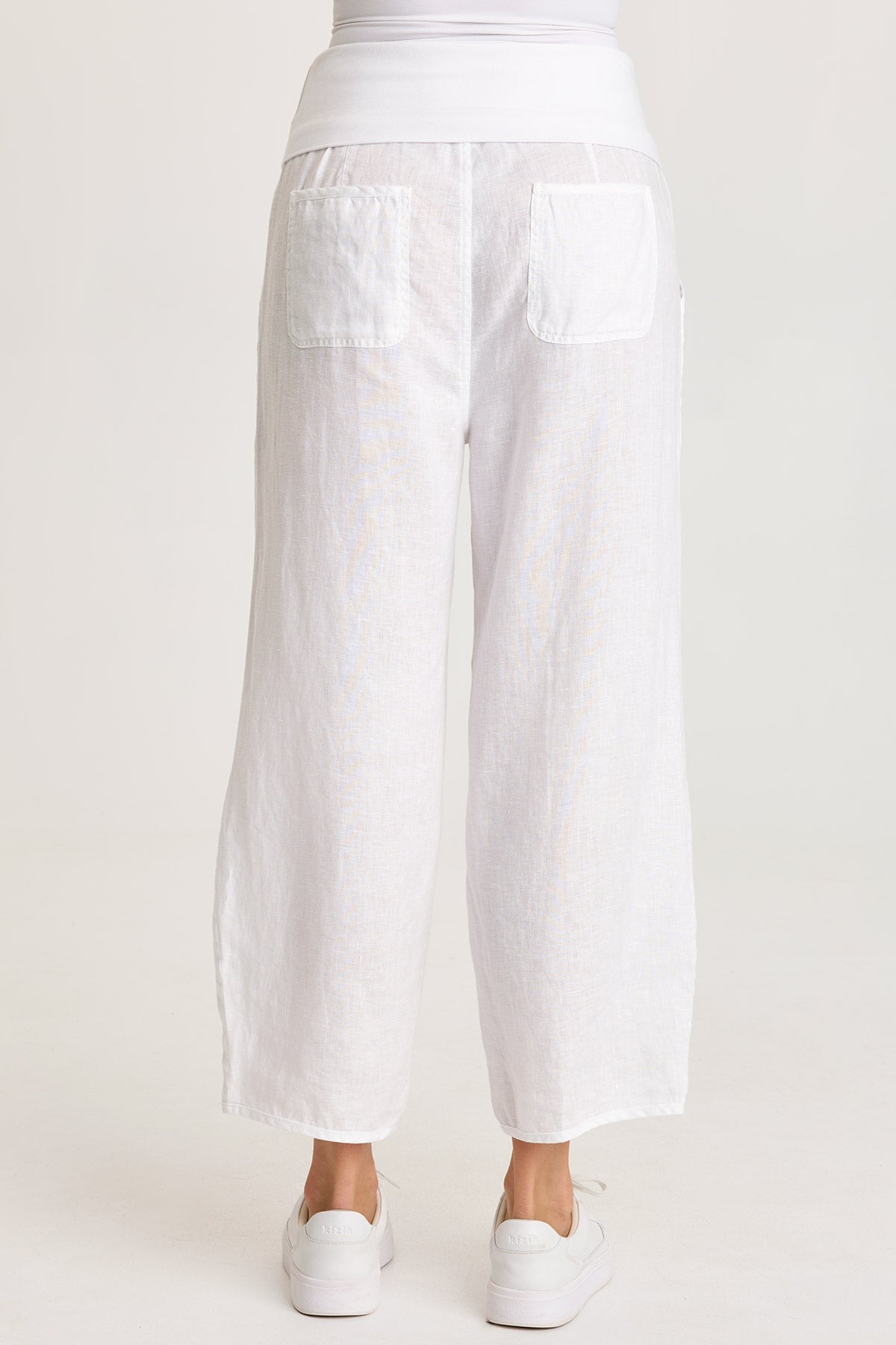XCVI Vasco Linen Barrel Leg Fold-Over Waist Crop