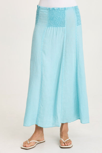XCVI Blake Linen Smocked Waist Flouncy Skirt or Smocked Sleeveless