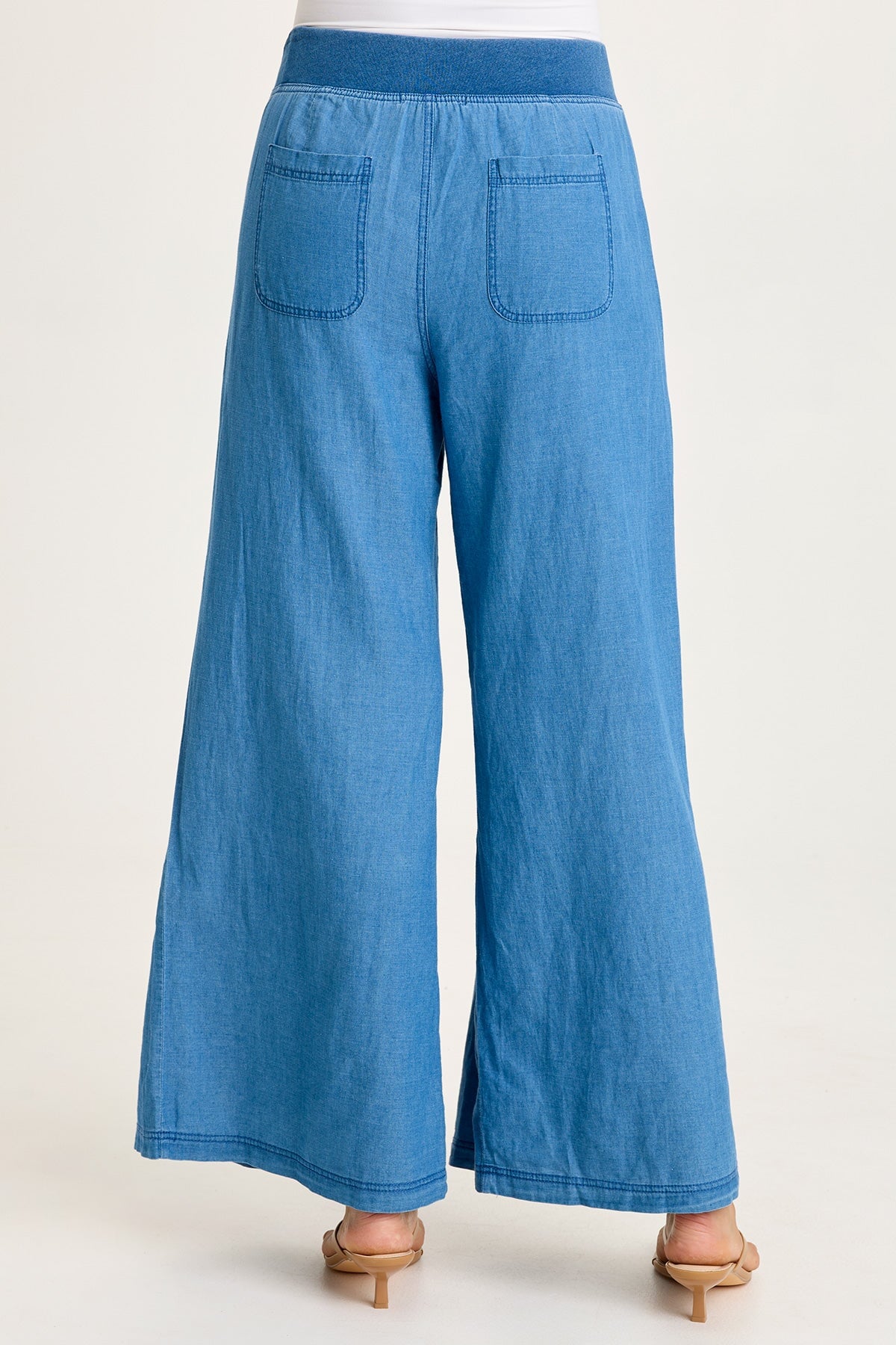 XCVI Jerona Indigo Twill Double Pleated Wide-Leg Pant