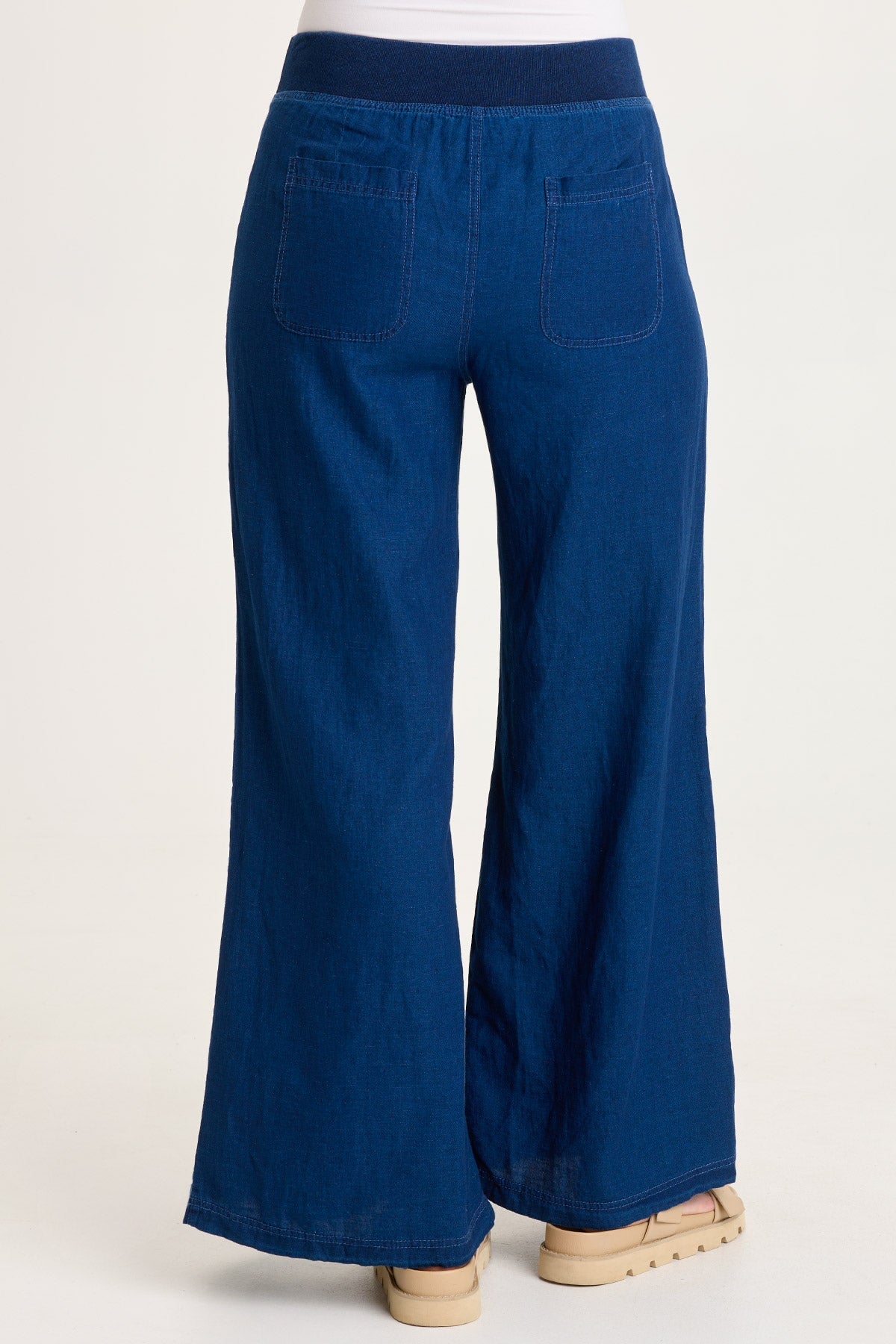 XCVI Jerona Indigo Twill Double Pleated Wide-Leg Pant