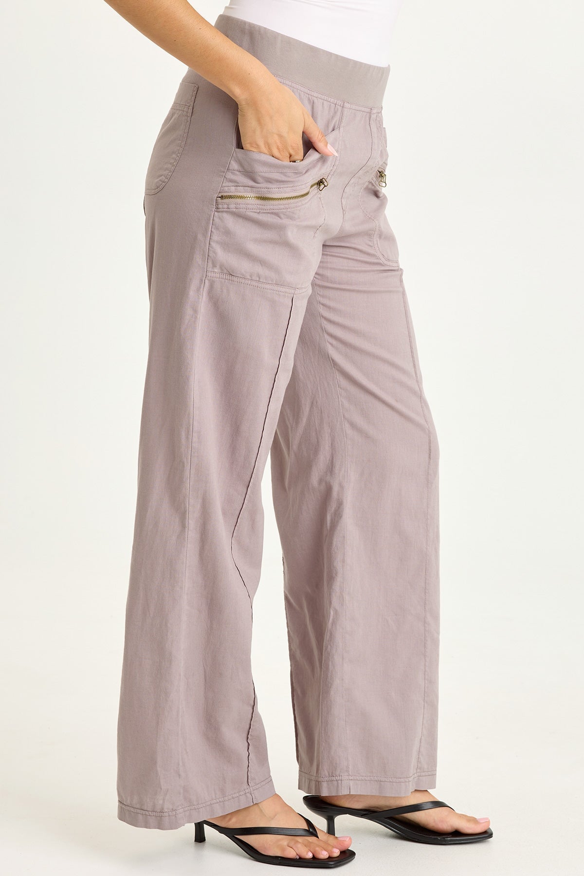 Wearables Torryn Cotton Linen Zipper Pockets Pull-On Pant