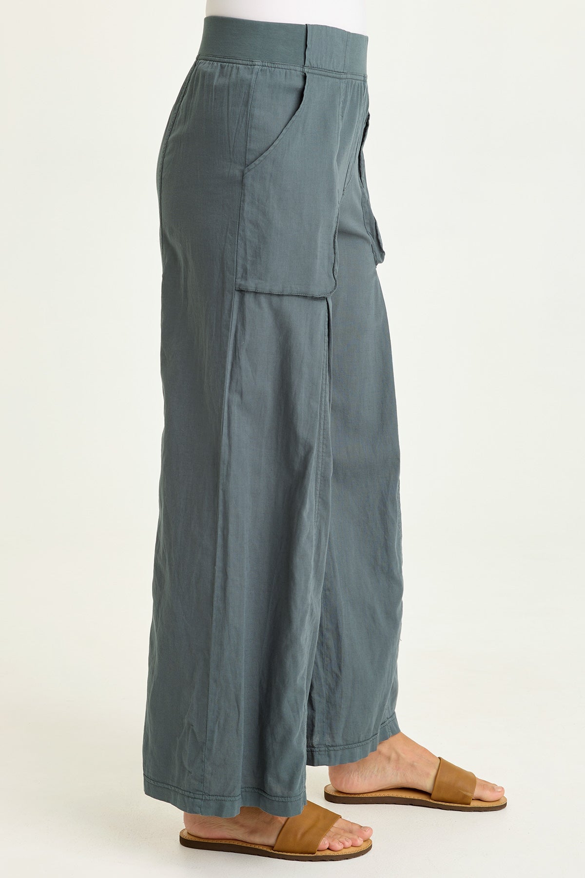 Wearables Charli Cotton Linen Inverted Box Pleats Pull-On Wide Leg