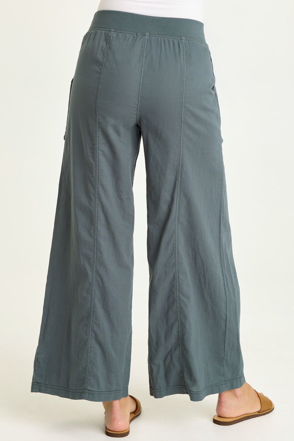 PT01,EVOFITパンツ Wearables Charli Cotton Linen Inverted Box Pleats Pull-On Wide Leg