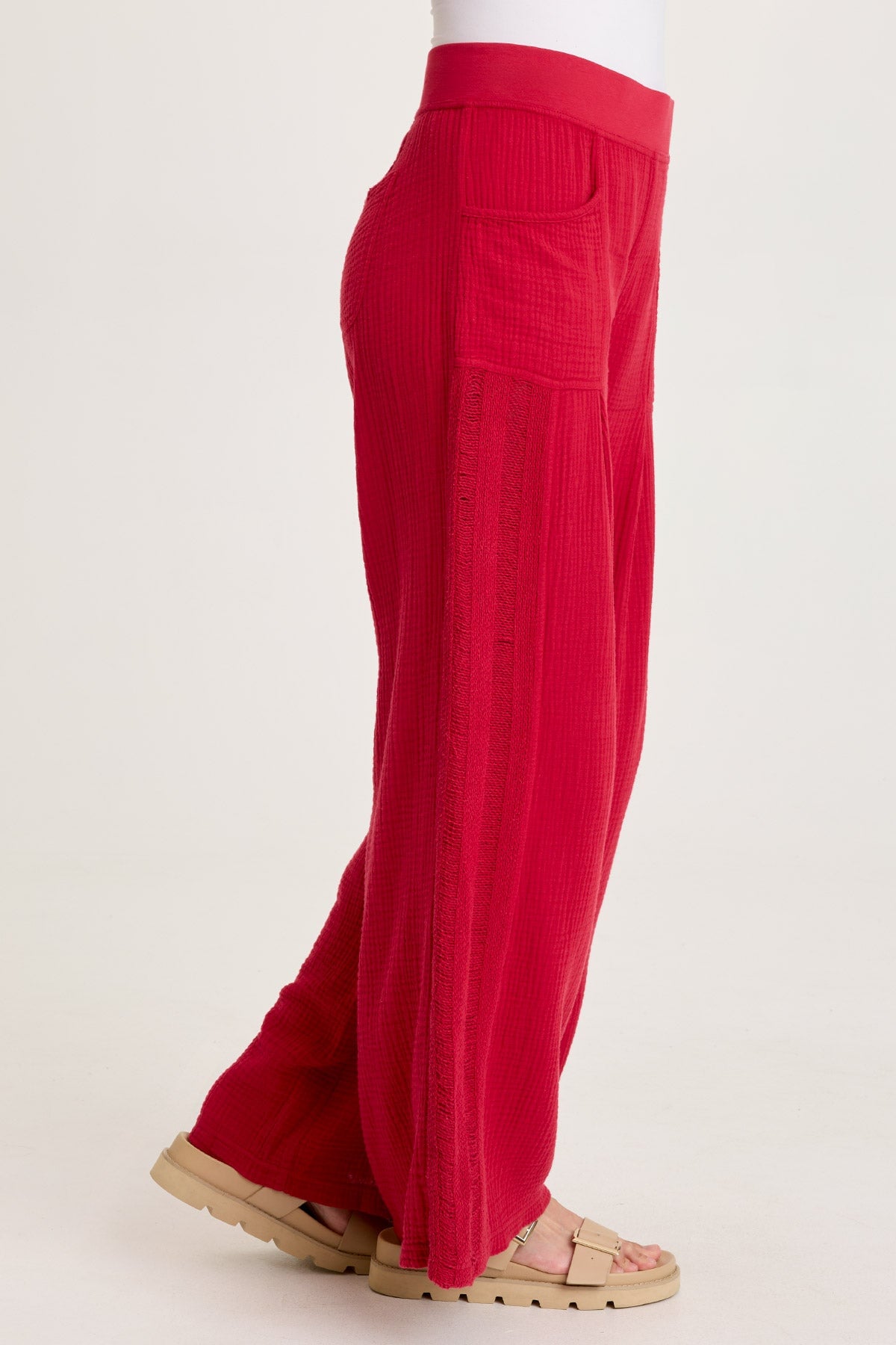 XCVI Elu Gauze Ladder Lace Trim Wide-Leg Pull-On Pant