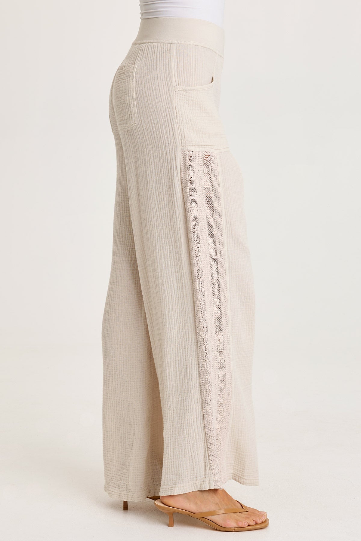 XCVI Elu Gauze Lace Trim Wide Leg Pant 