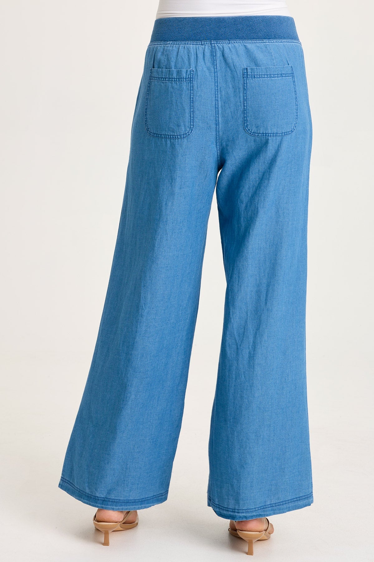 XCVI Jerona Printed Indigo Twill Double Pleated Wide-Leg Pant