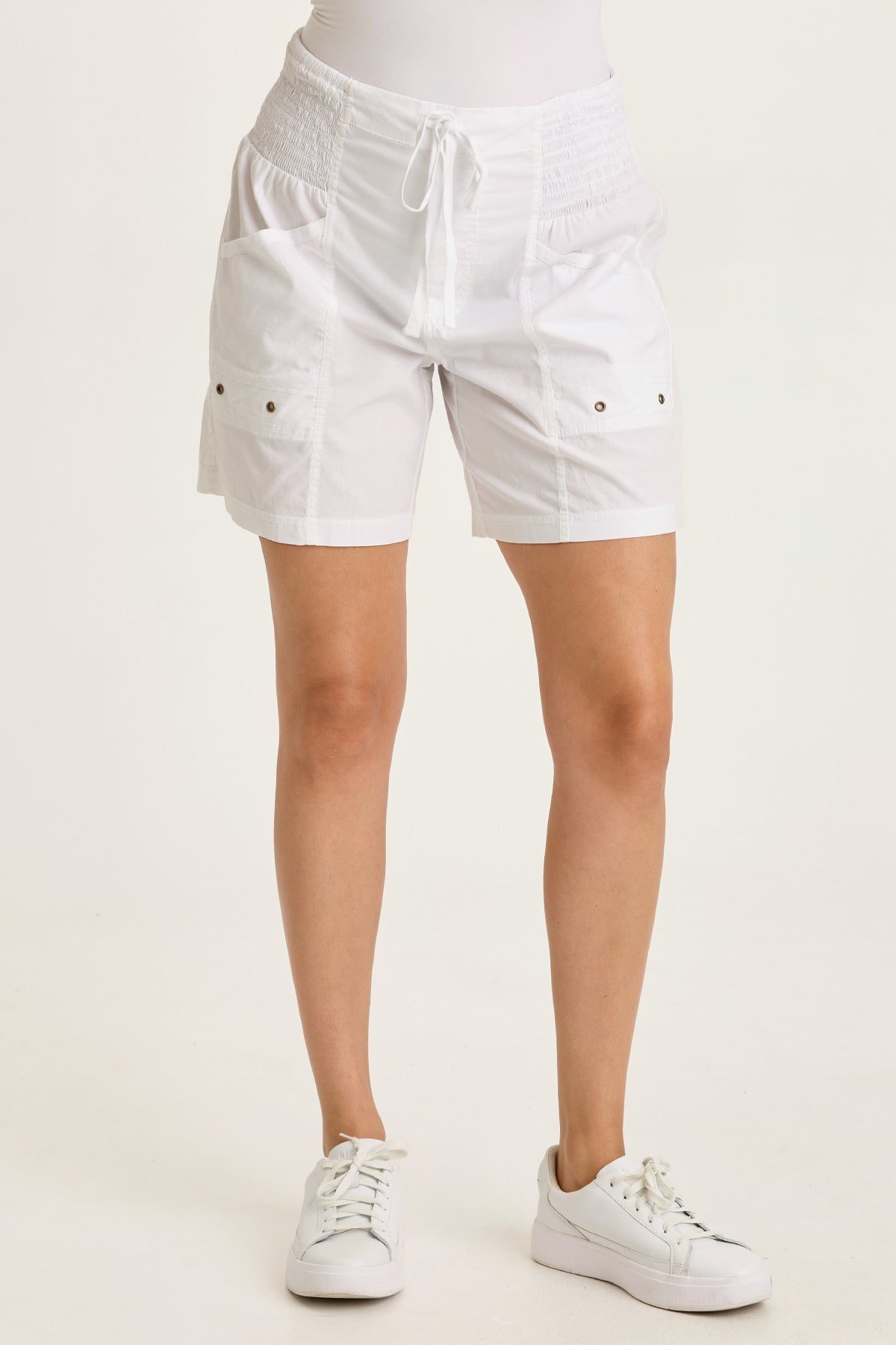 Wearables Greta Poplin Smocked-Waist Short 