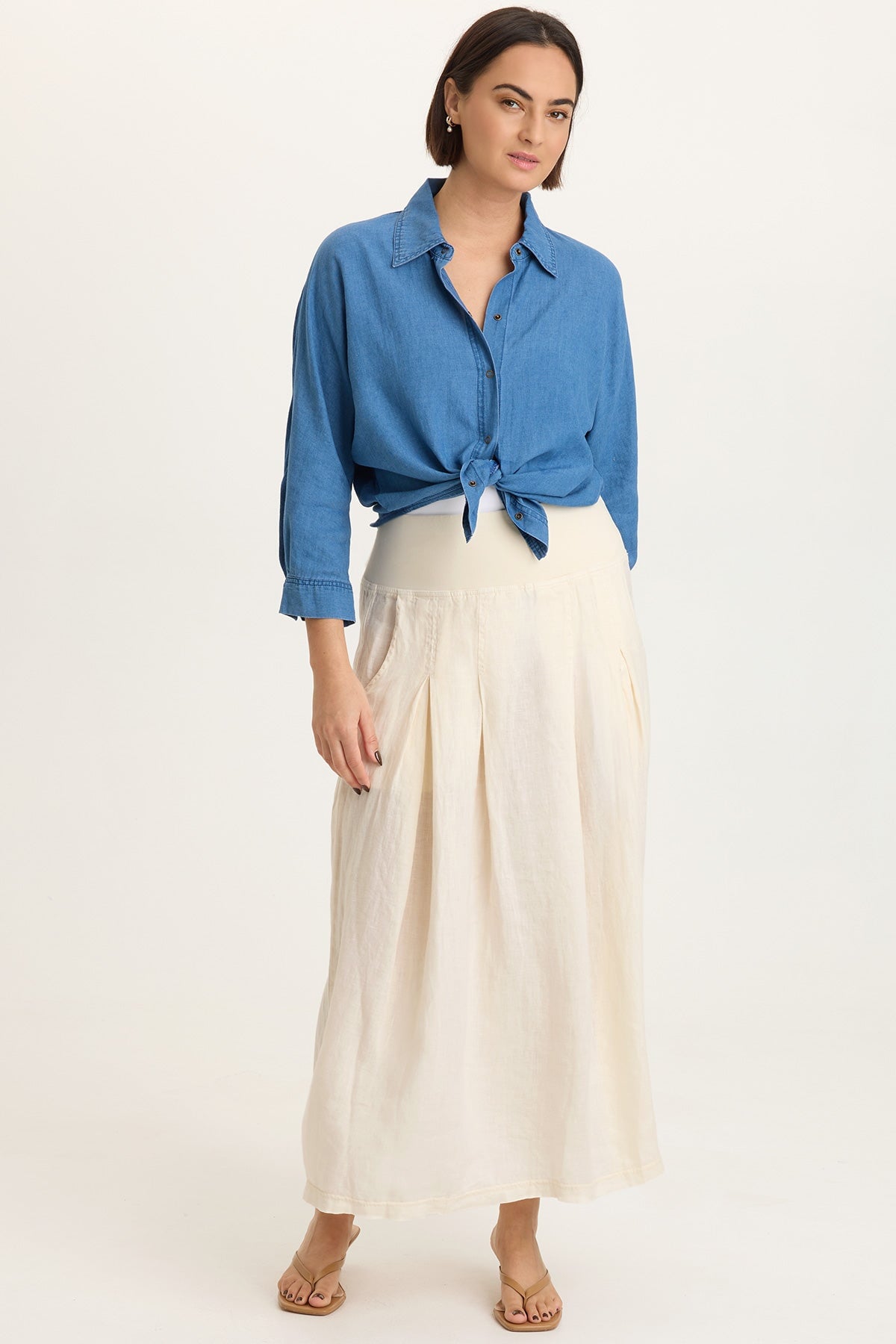 XCVI Aderyn Linen Pleated Skirt 