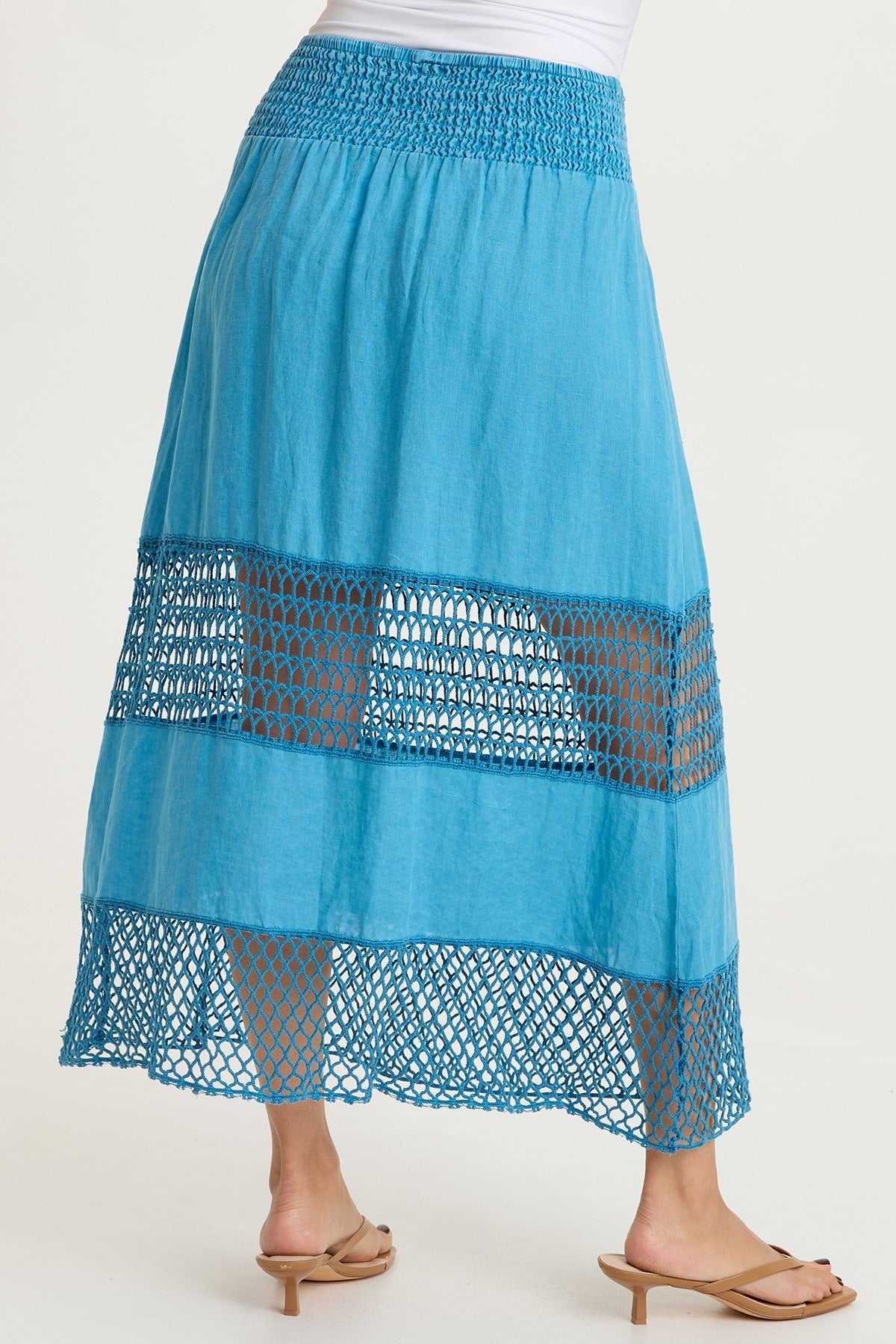 XCVI Fola Tiered Linen Crochet Skirt 