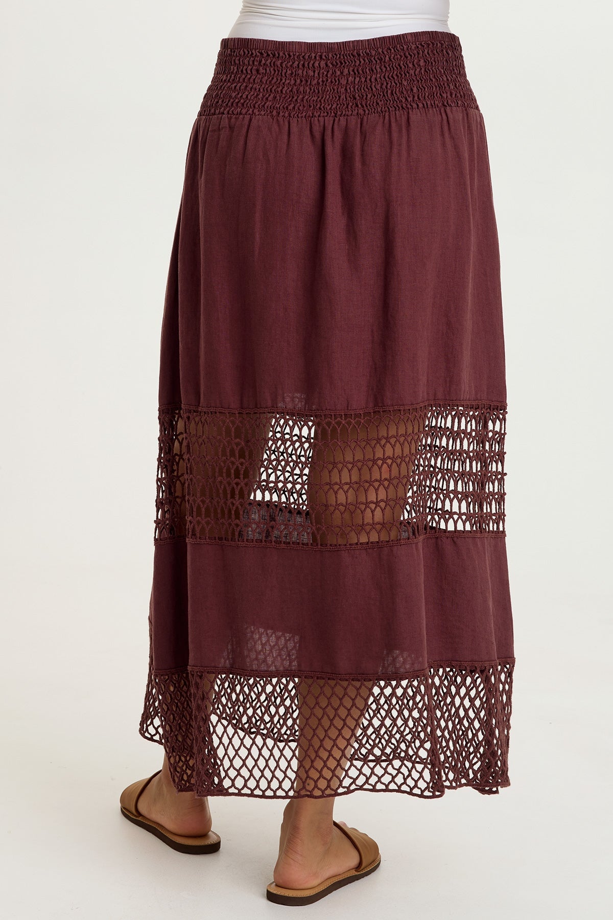 XCVI Fola Tiered Linen Crochet Skirt 
