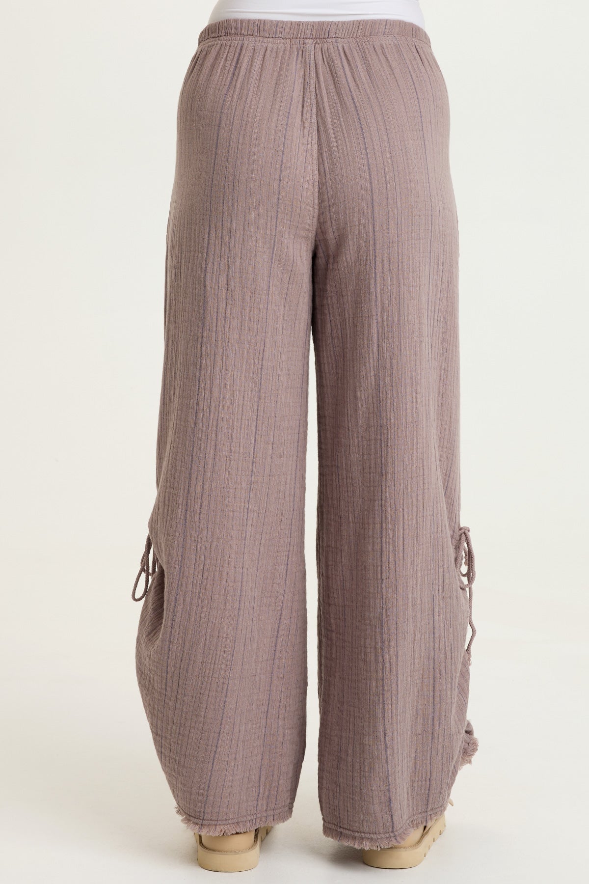 Muriel Indigo Stripe Gauze Cincable Leg Pull-On Waist Wide-Leg Pant