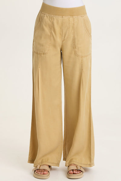 Dacia Tencel Twill Pleated Wide Leg Pull-On Waist Pant