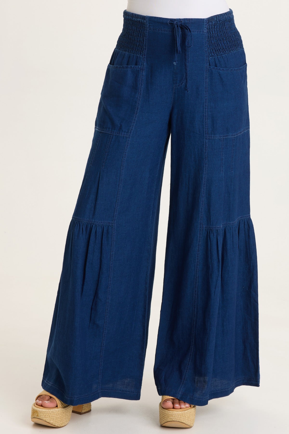 XCVI Zain Indigo Twill Tiered Wide Leg 