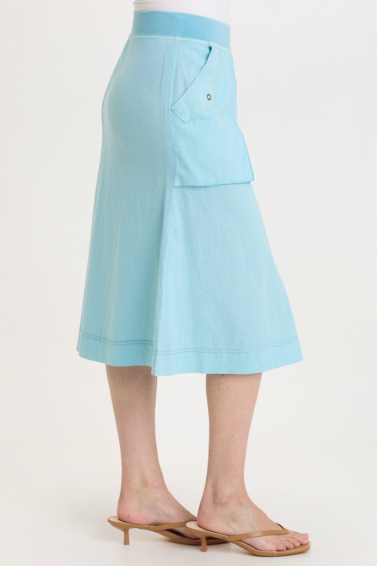 Parvati Cotton Linen Mermaid Flare Midi Skirt