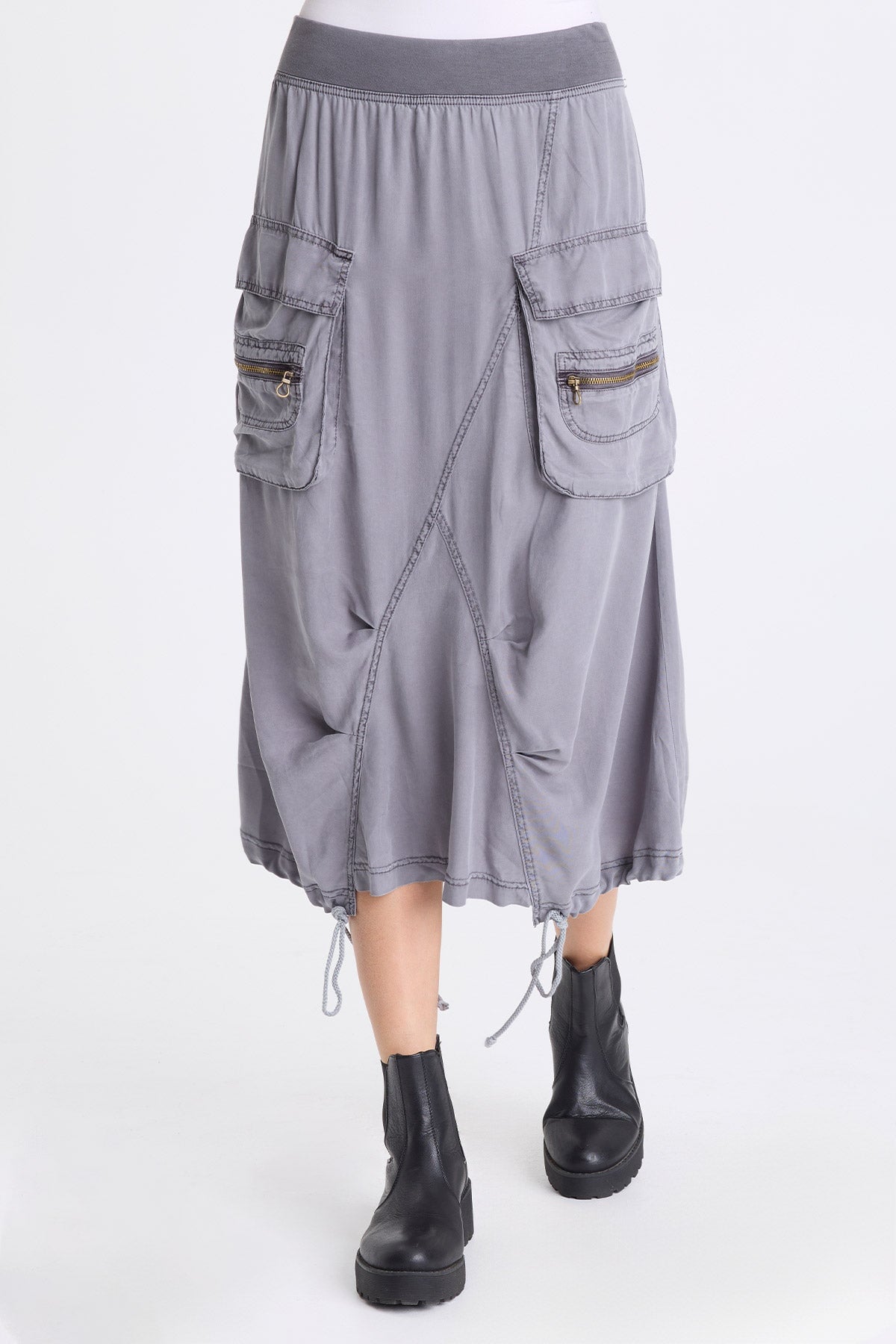 XCVI Cyran Twill Cinch Hem Skirt 