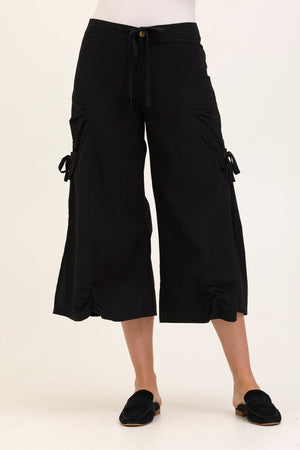 Wearables Split Wide-Leg Cargo Crop Pant in Stretch Poplin with