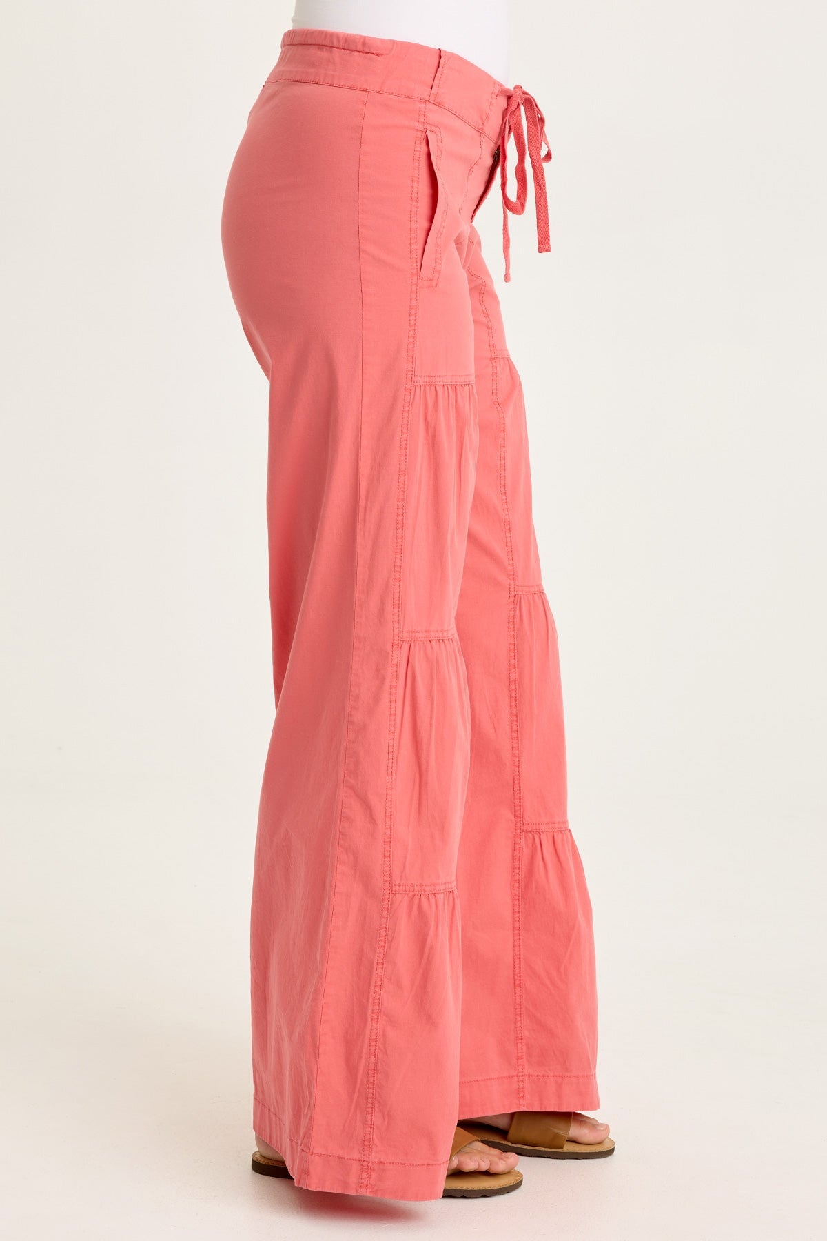 Wearables Tiered Wide Leg Drawstring Flare Ruched Pant 