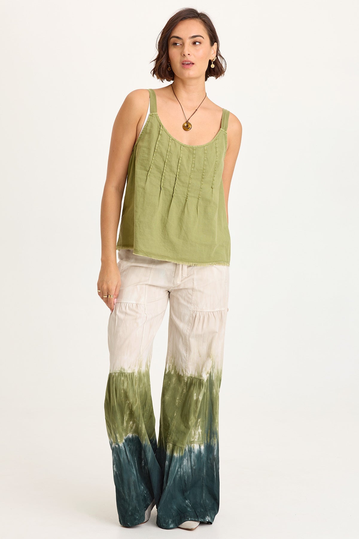 Werables Terraced Wide Leg Ruched Flare Drawstring Pant