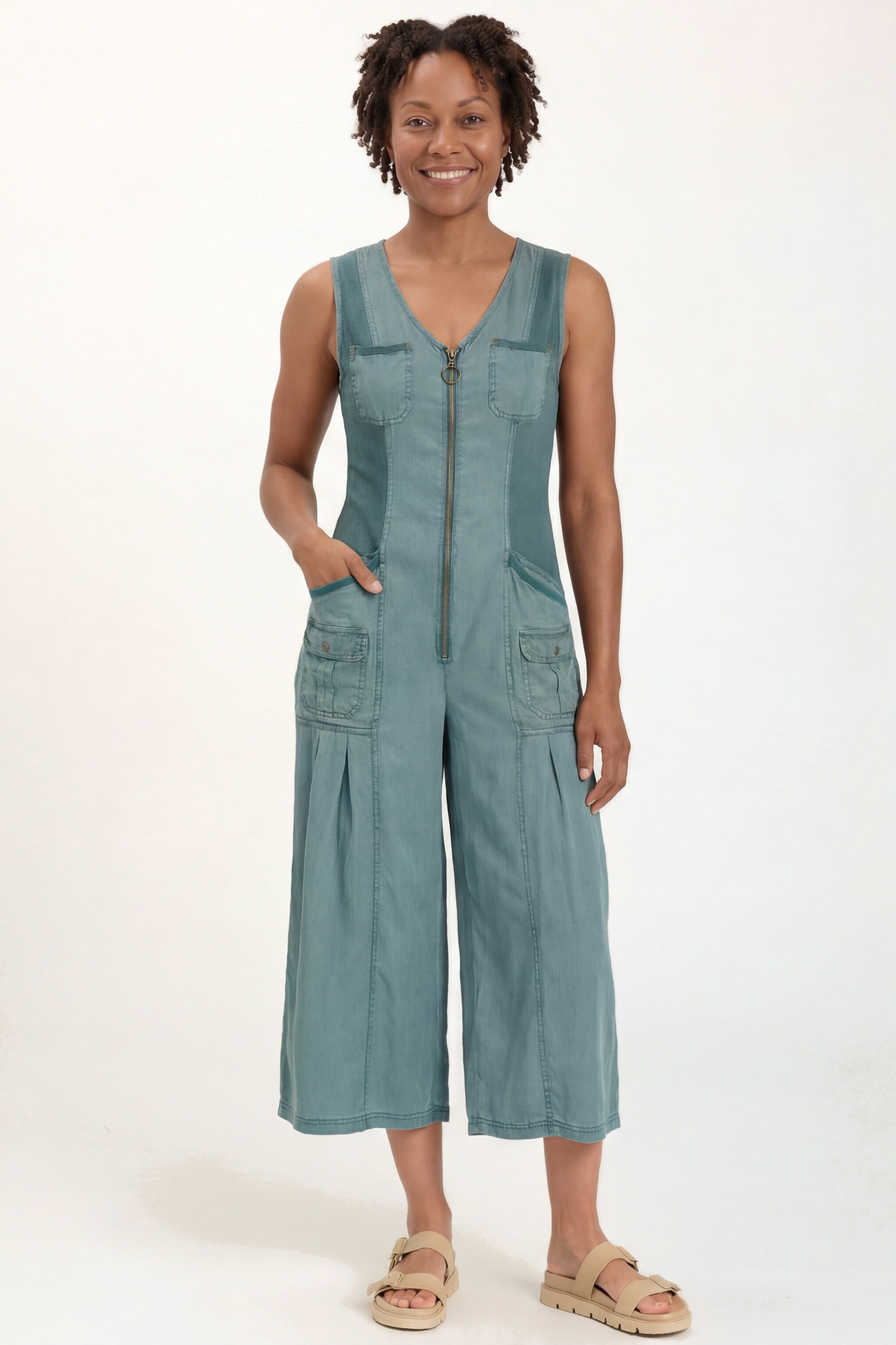 XCVI Soft Twill Macgowan Wide Leg Cargo Jumpsuit 