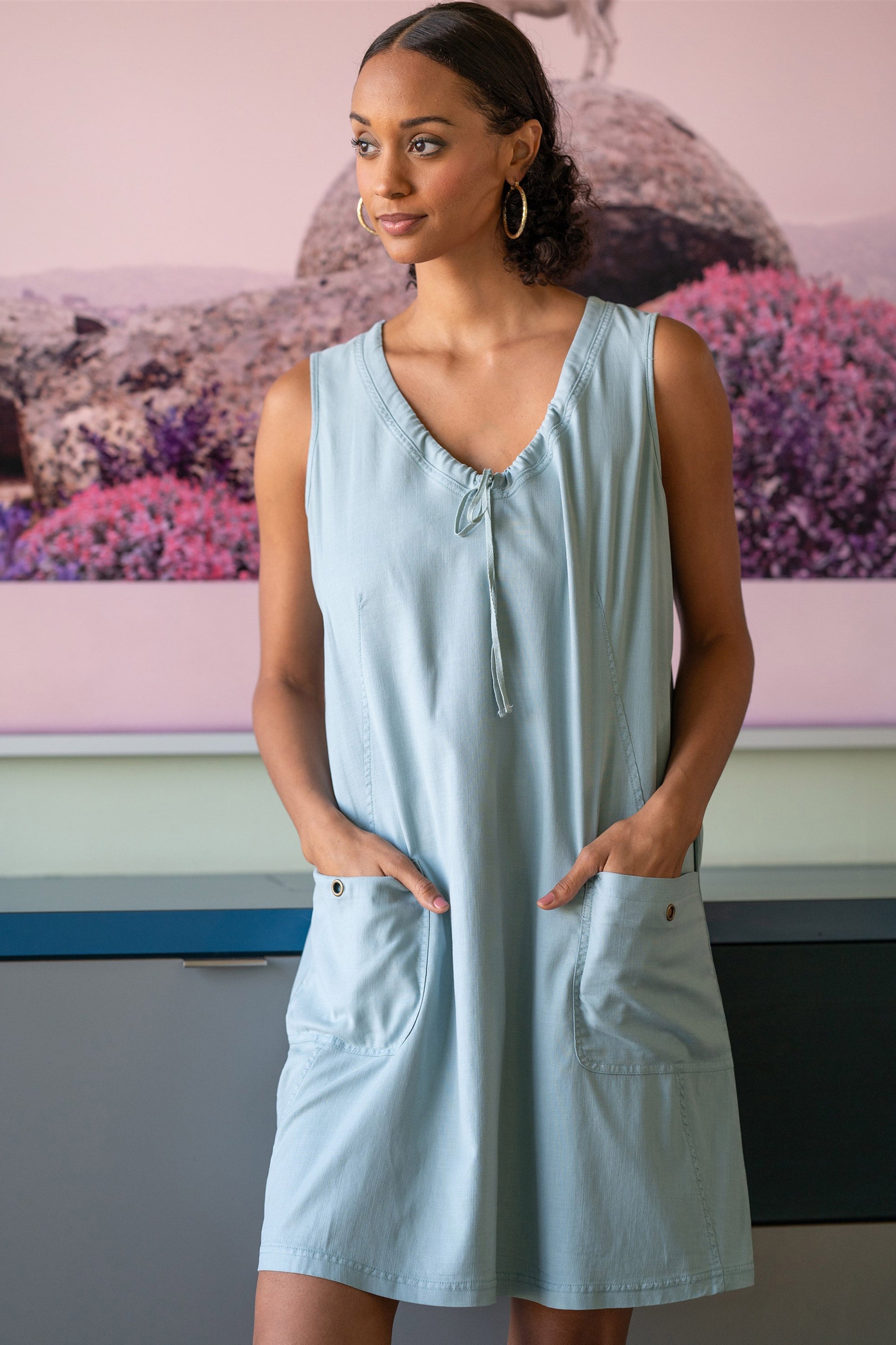Wearables Ashmon Twill A-Line Mini Shift Dress 