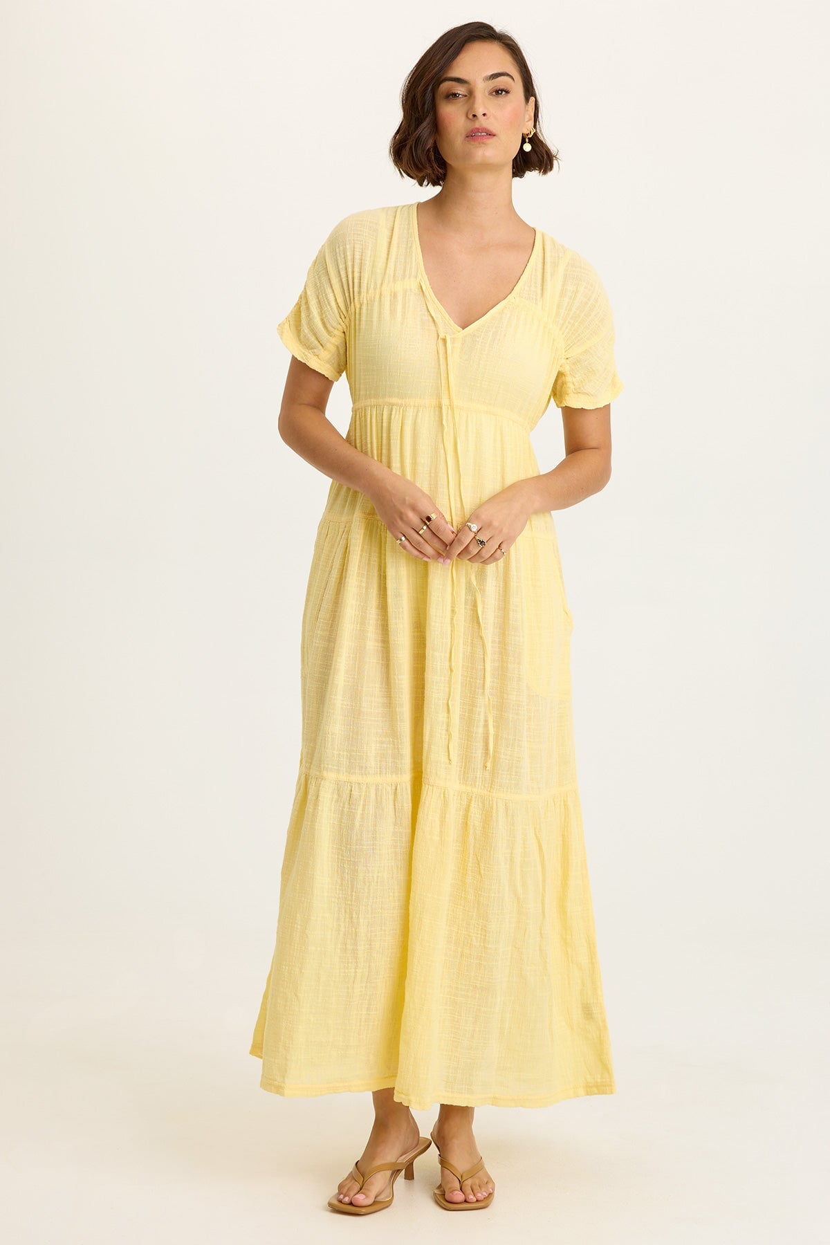 Wearables Ignatz Gauze Tiered V-Neck Dress 