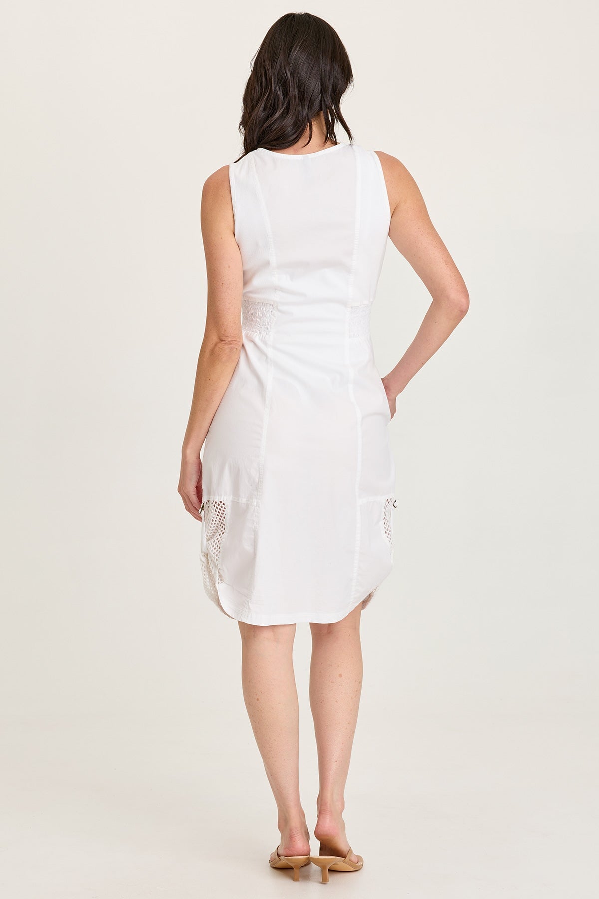 XCVI Holland Poplin/Mesh Front-Zip Sleeveless Dress
