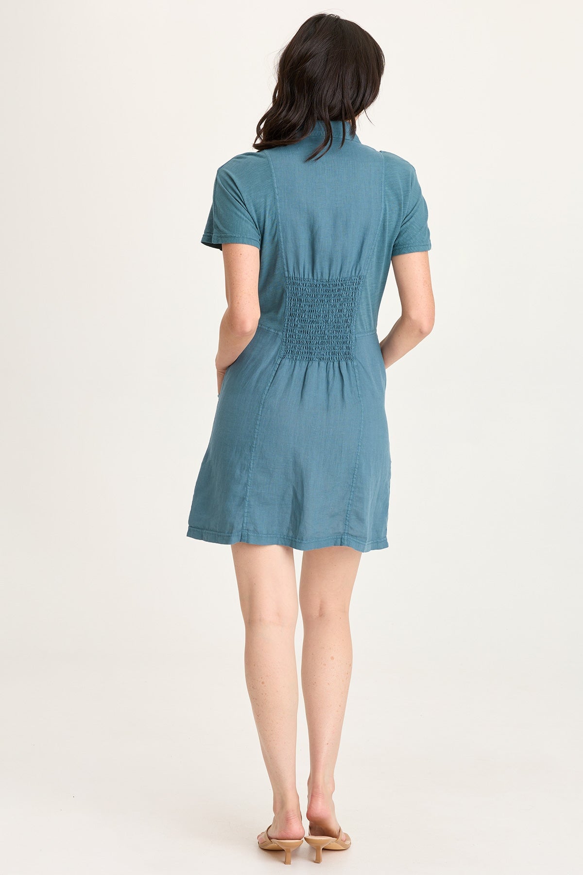 XCVI Mikel Linen Snap-Up Collared Dress 