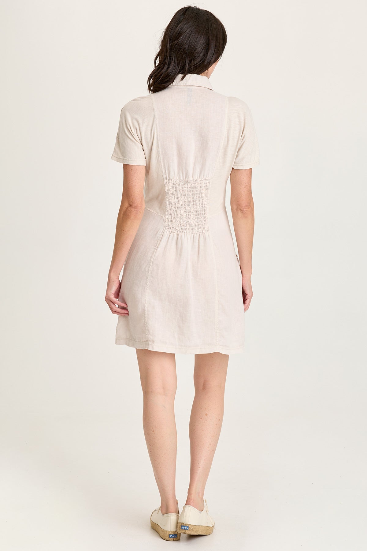 XCVI Mikel Linen Snap-Up Collared Dress 