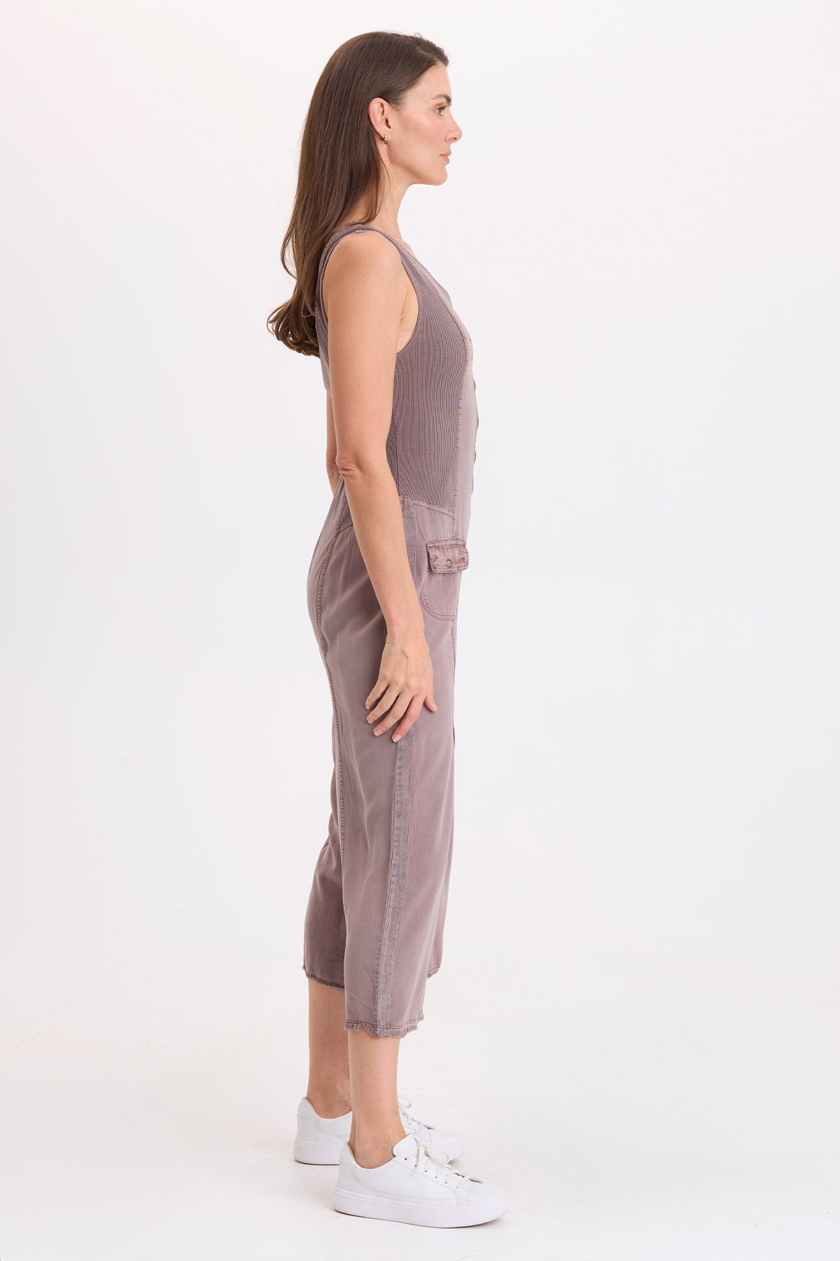 Wearables Linette Twill Zip-Up V-Neck Jumpsuit 