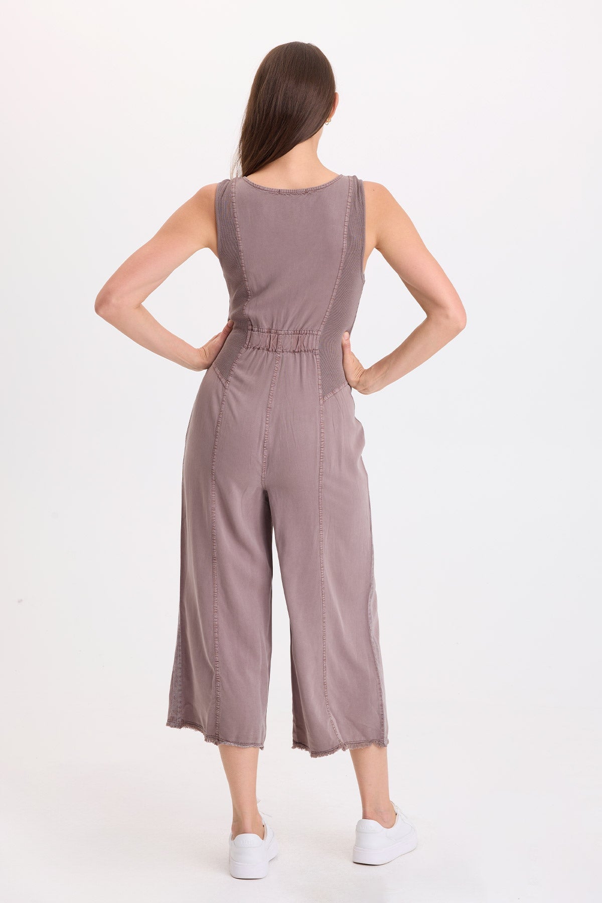 Wearables Linette Twill Zip-Up V-Neck Jumpsuit 