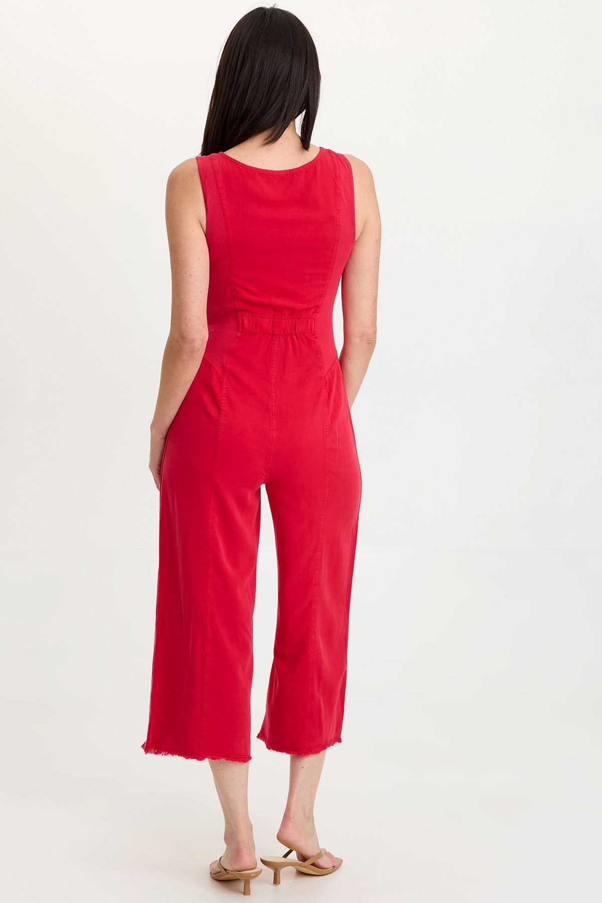 Wearables Linette Twill Zip-Up V-Neck Sleeveless Jumpsuit