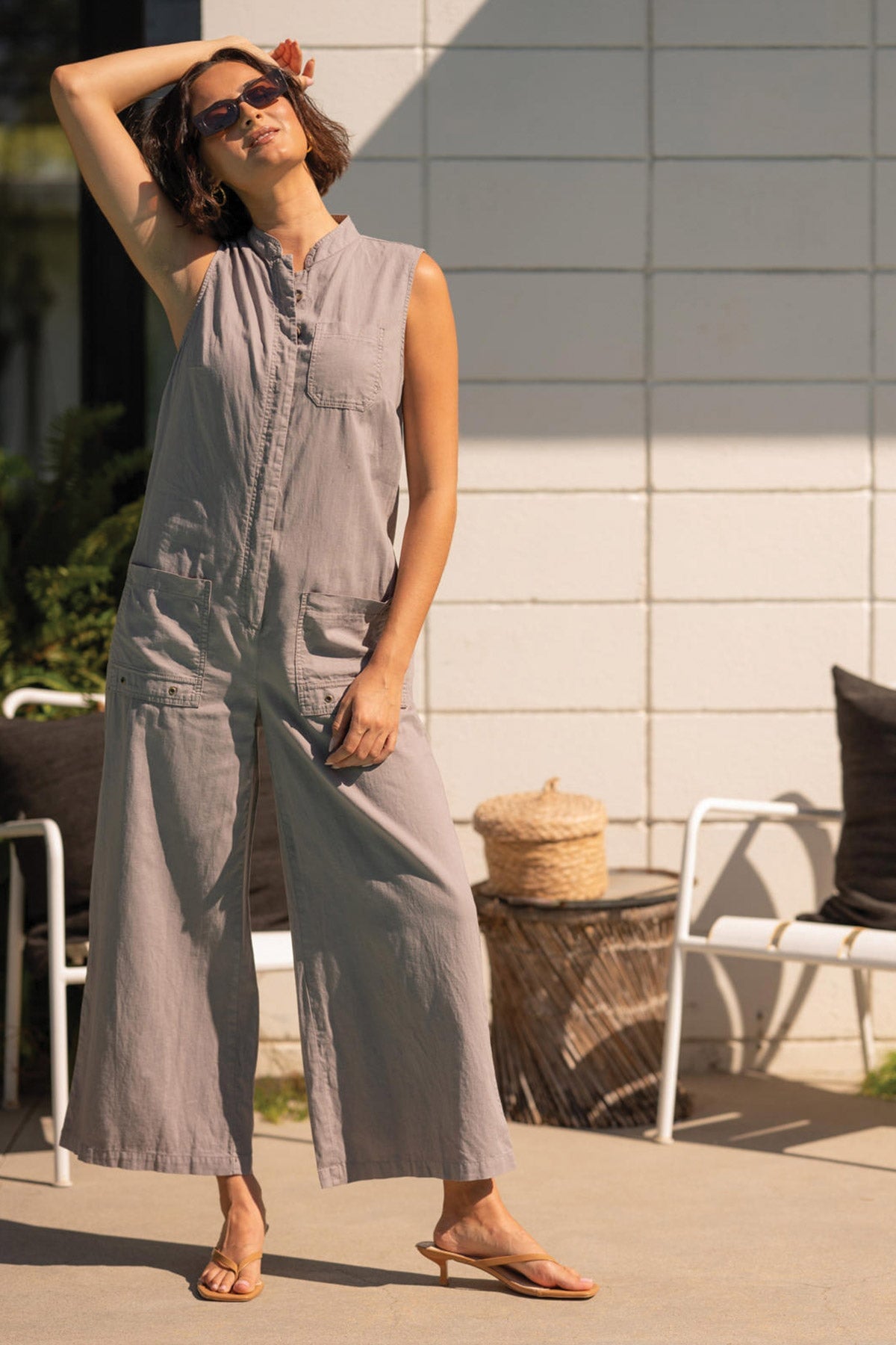 Wearables Tawnie Linen Button-Up Jumpsuit 