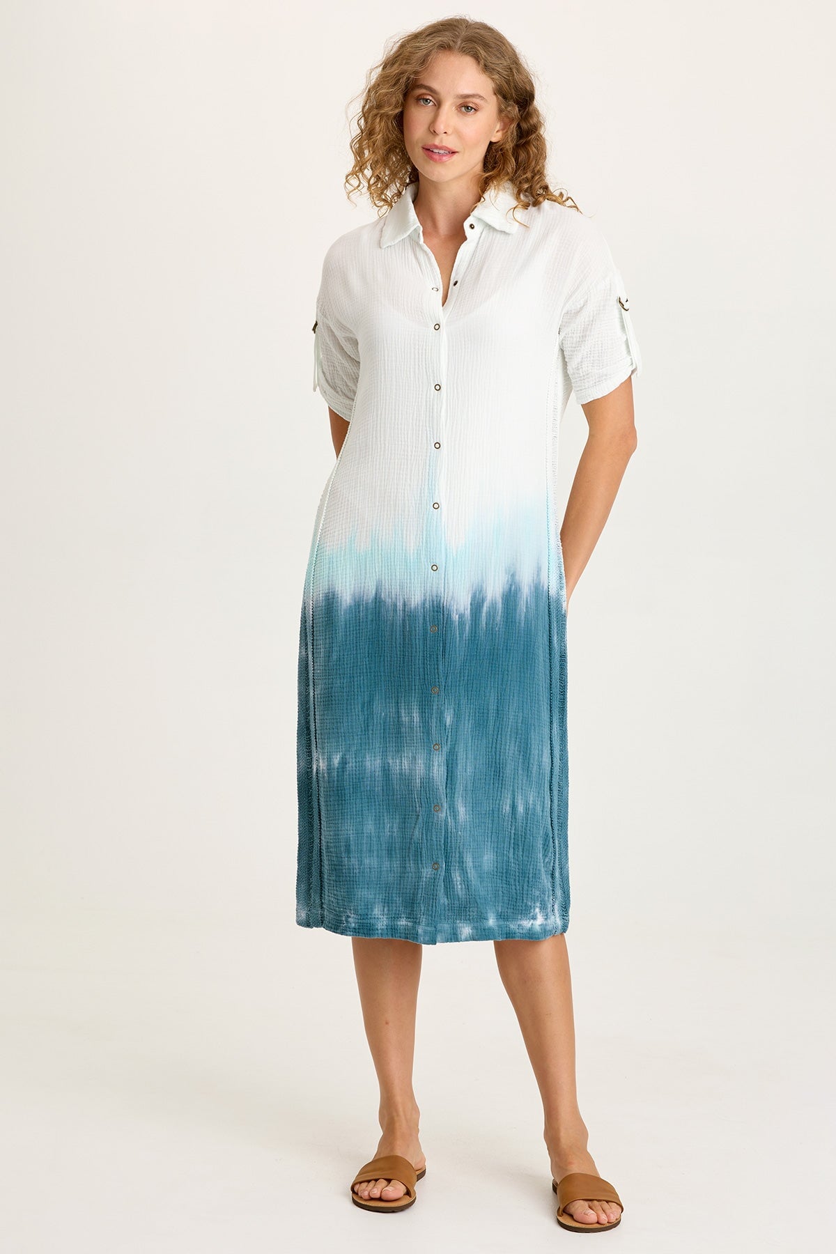 XCVI Cantori Gauze Button-Up Dress 