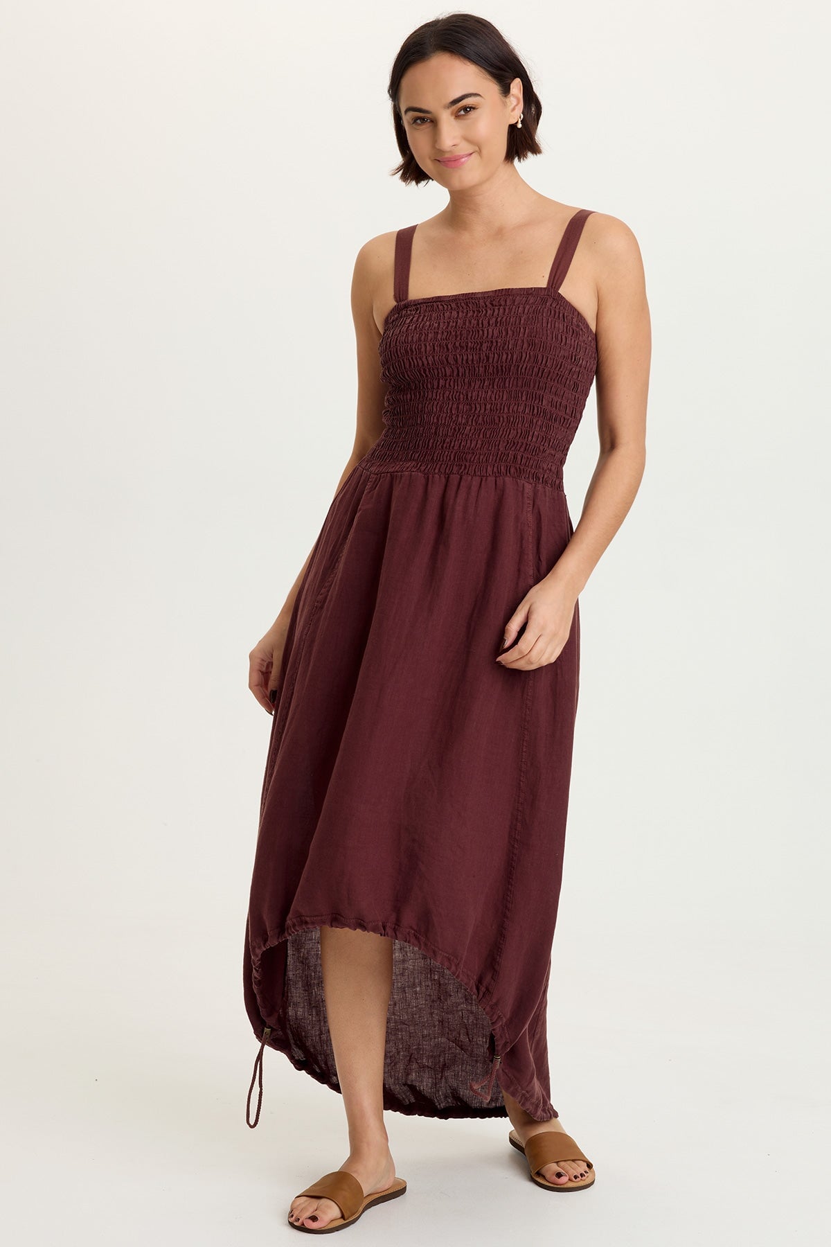XCVI Neisha Linen Smocked Bodice Dress 