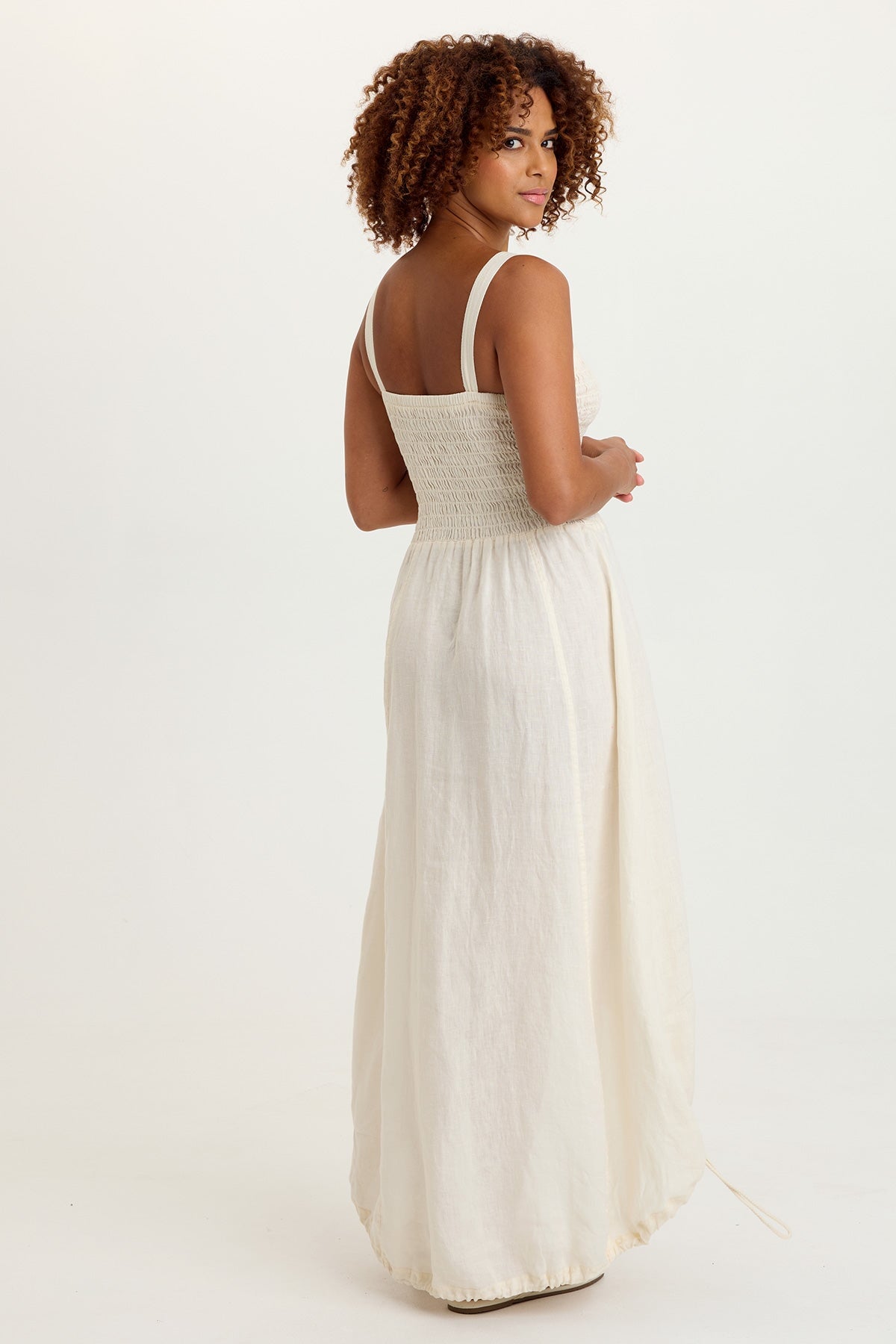 XCVI Neisha Linen Smocked Bodice Dress 