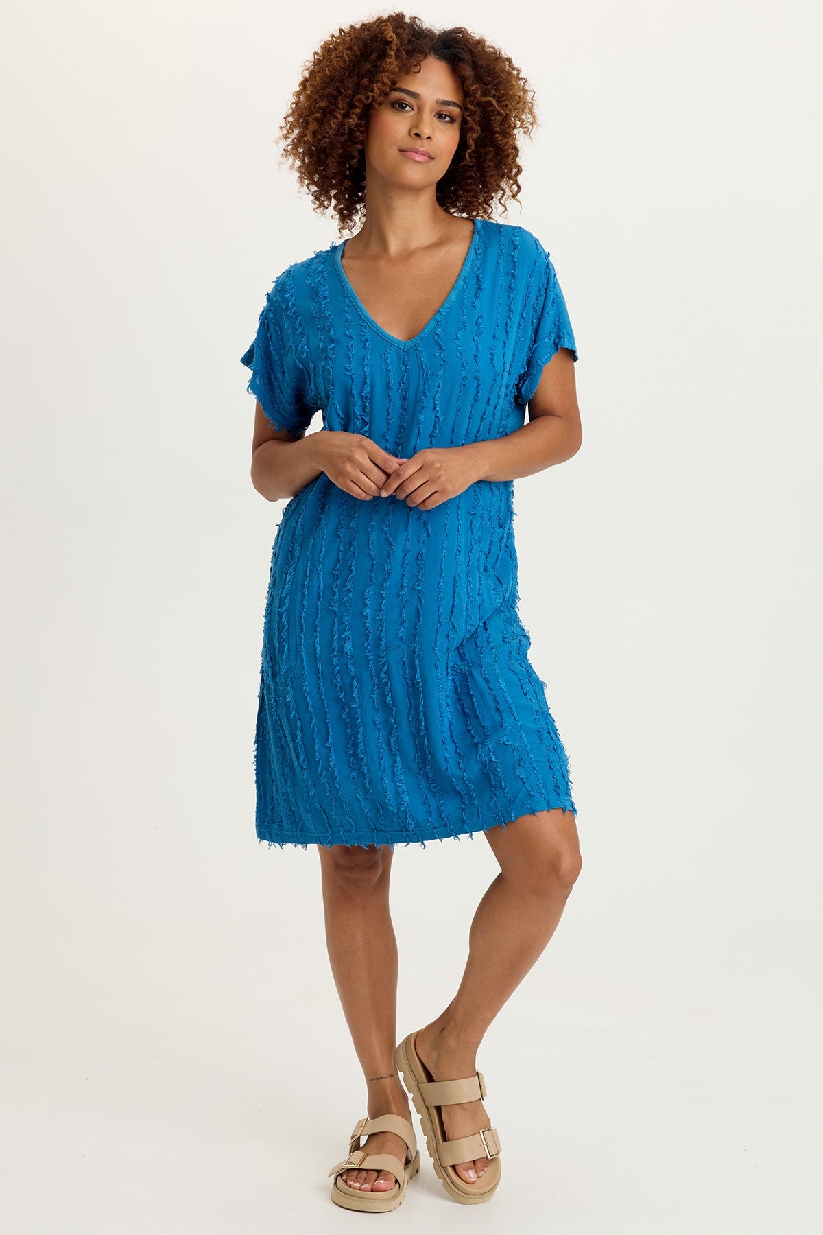 XCVI Kenyon Stripe Voile V-Neck Dress 
