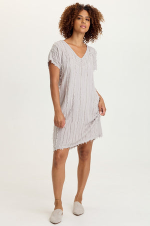 Kenyon Stripe Voile Dolman Short Sleeve V-Neck Dress