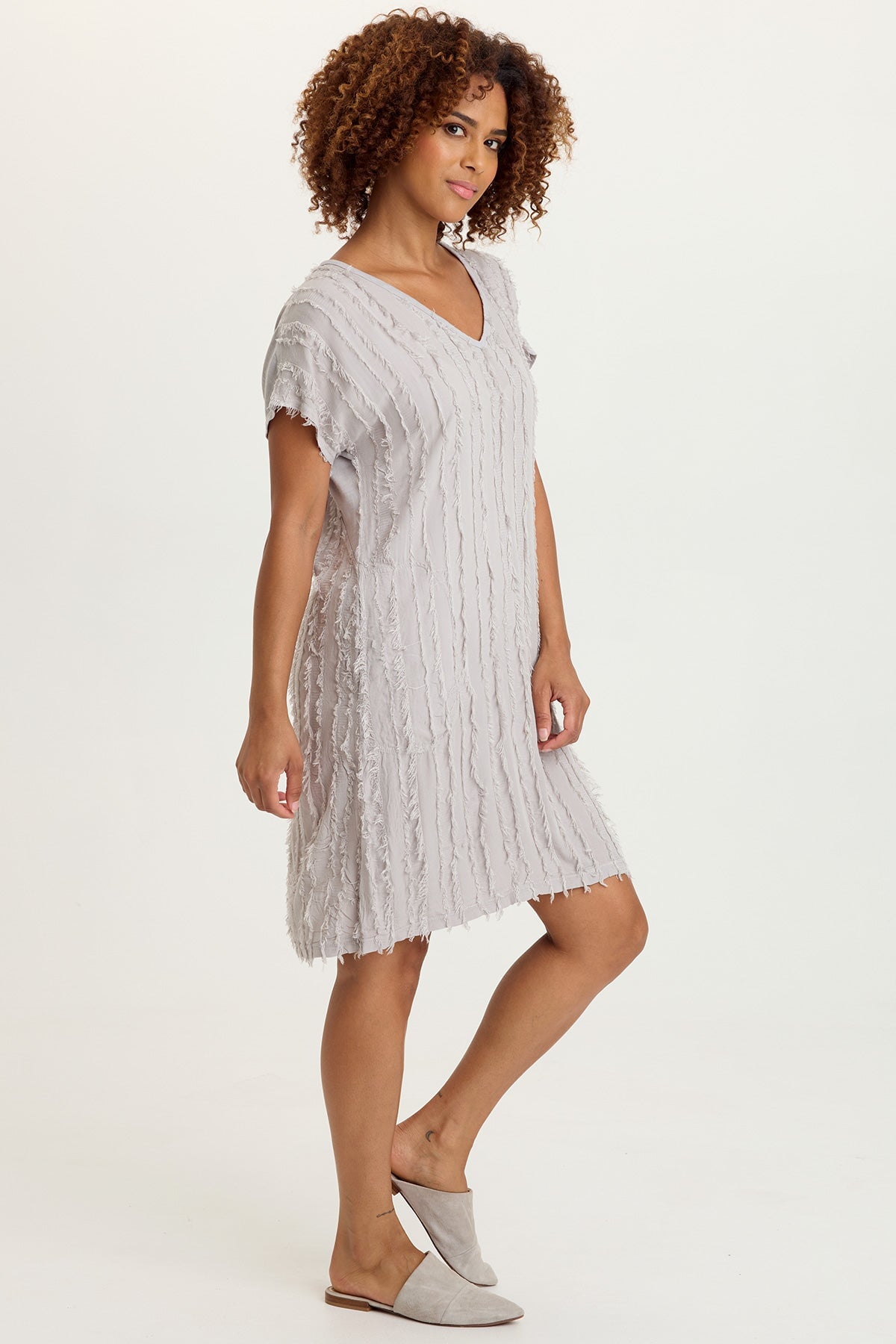 XCVI Kenyon Stripe Voile V-Neck Dress 