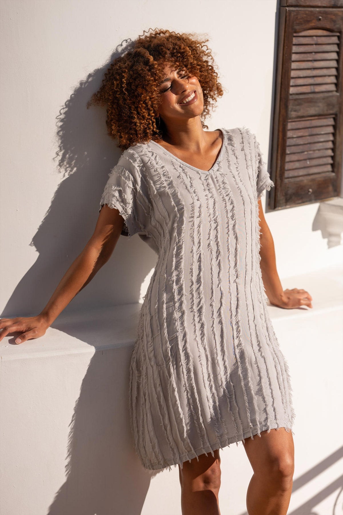 XCVI Kenyon Stripe Voile V-Neck Dress 
