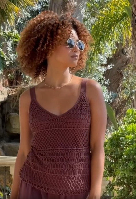 Shire Jersey-Lined 100% Cotton Crochet Tank