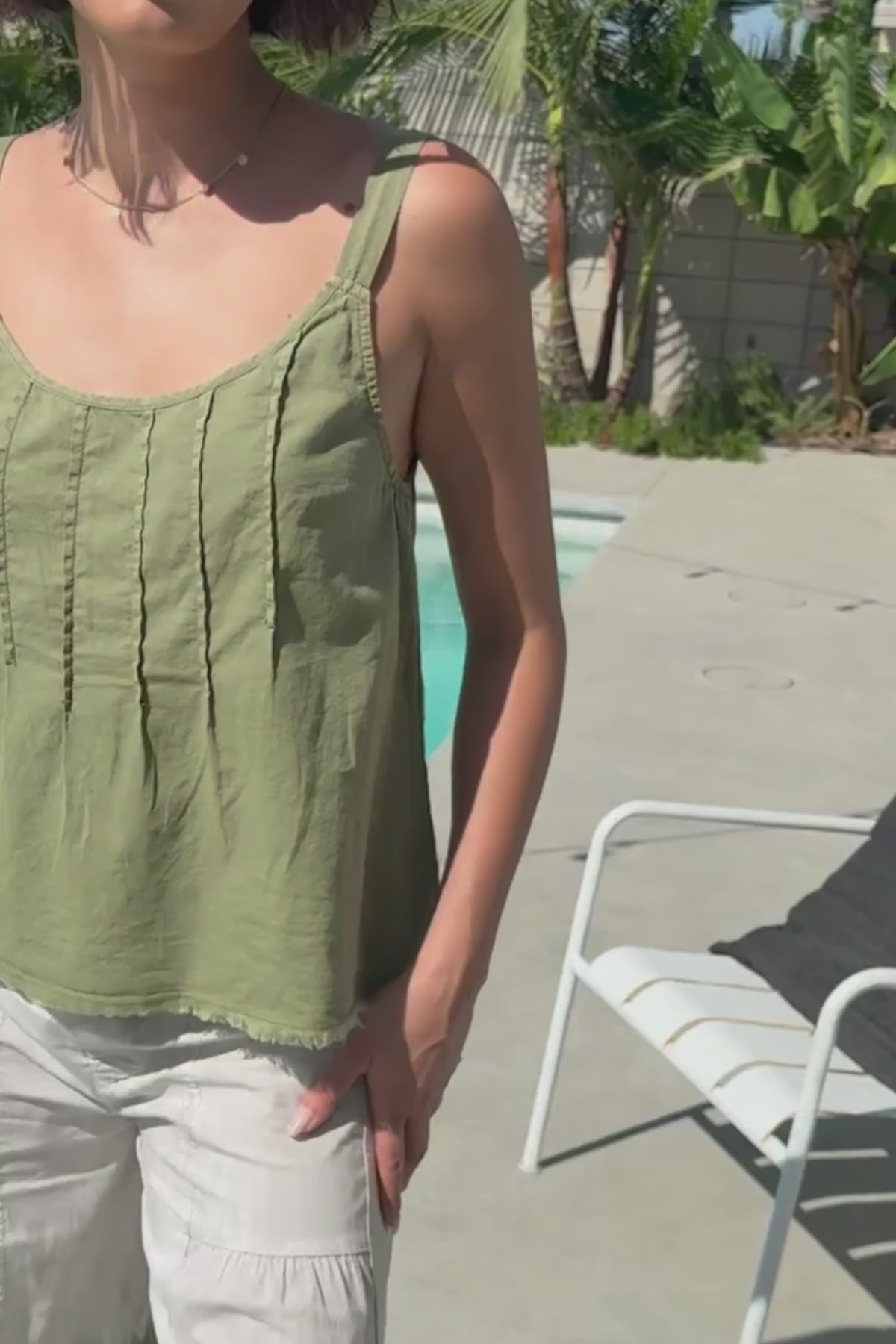 Wearables Shawnie Flowy Linen Pintuck Tank